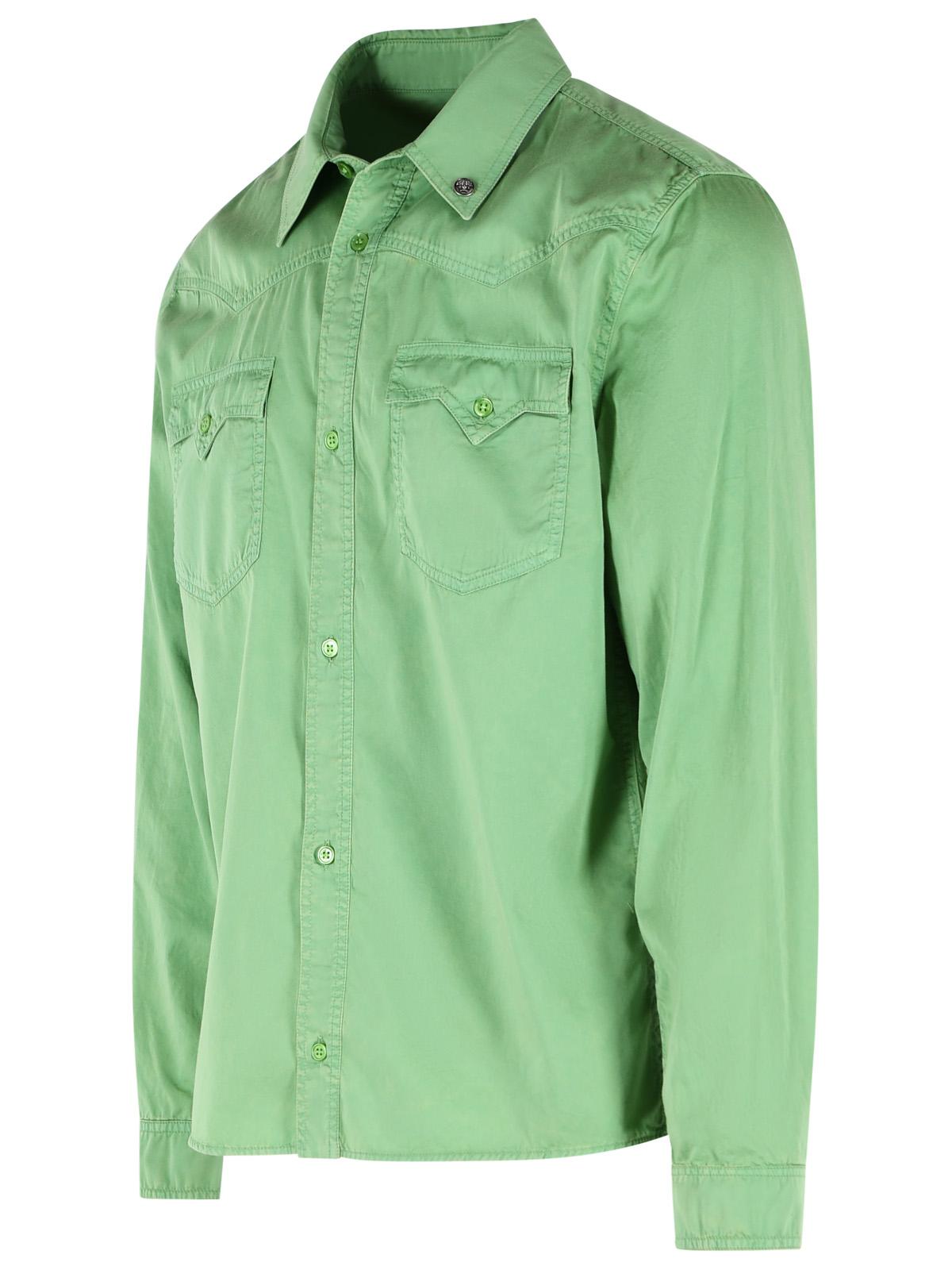 Versace Green Cotton Shirt Men VERSACE