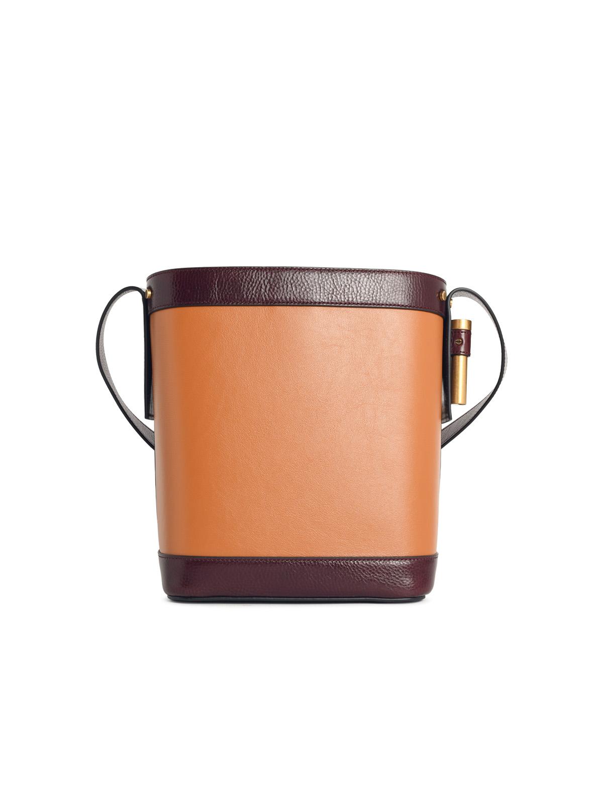 Versace 'Pivot' Small Brown Leather Bucket Bag Women VERSACE