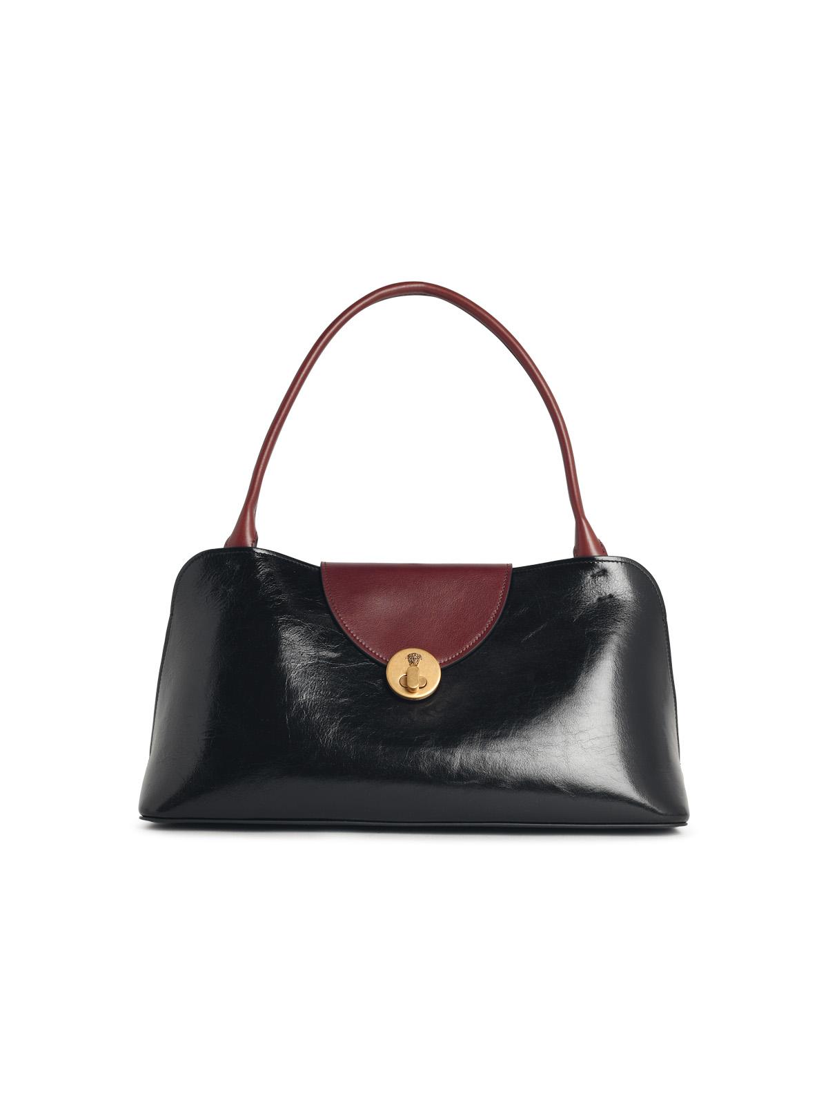 Versace East/West 'Vivian' Black And Brown Leather Shoulder Bag Women VERSACE