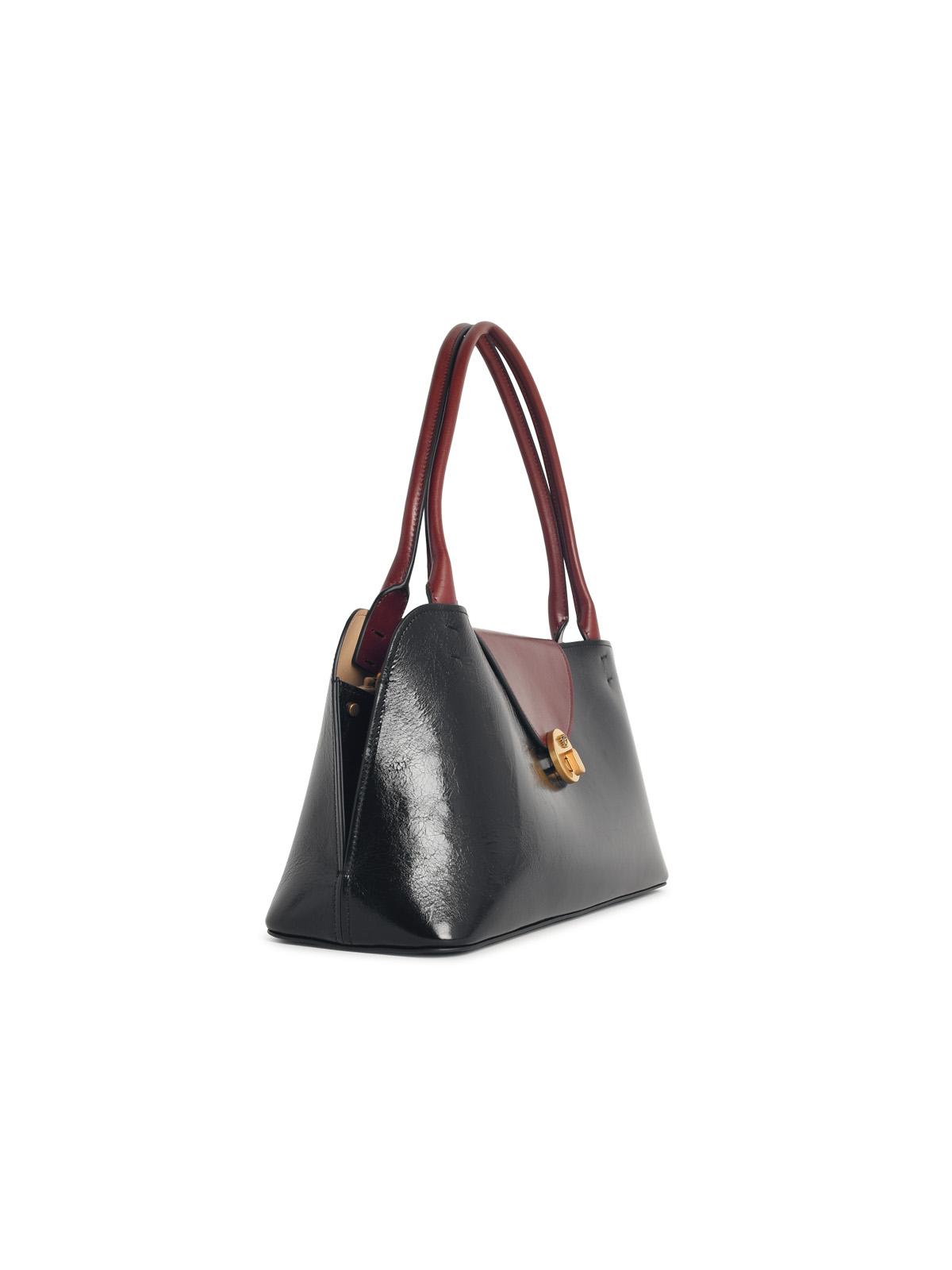 Versace East/West 'Vivian' Black And Brown Leather Shoulder Bag Women VERSACE