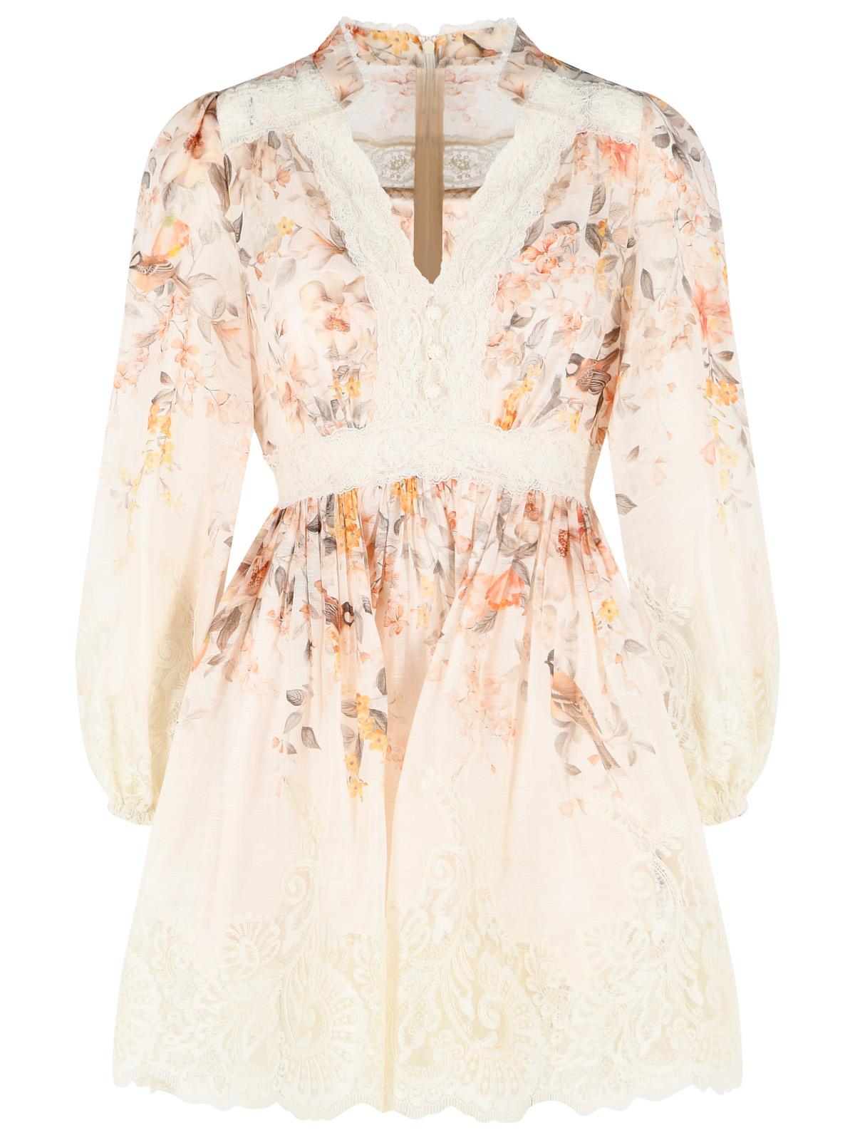 Zimmermann 'Luna' Cream Linen Blend Dress Women ZIMMERMANN