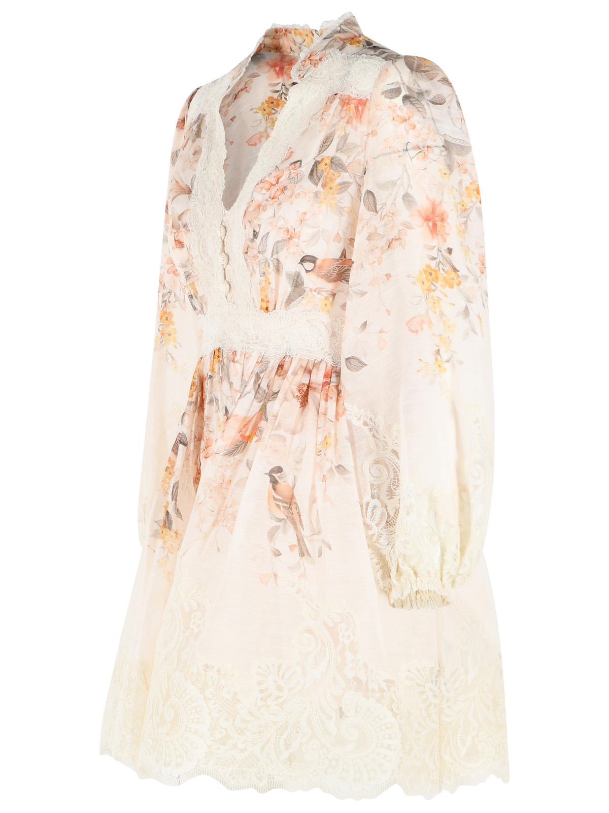 Zimmermann 'Luna' Cream Linen Blend Dress Women ZIMMERMANN