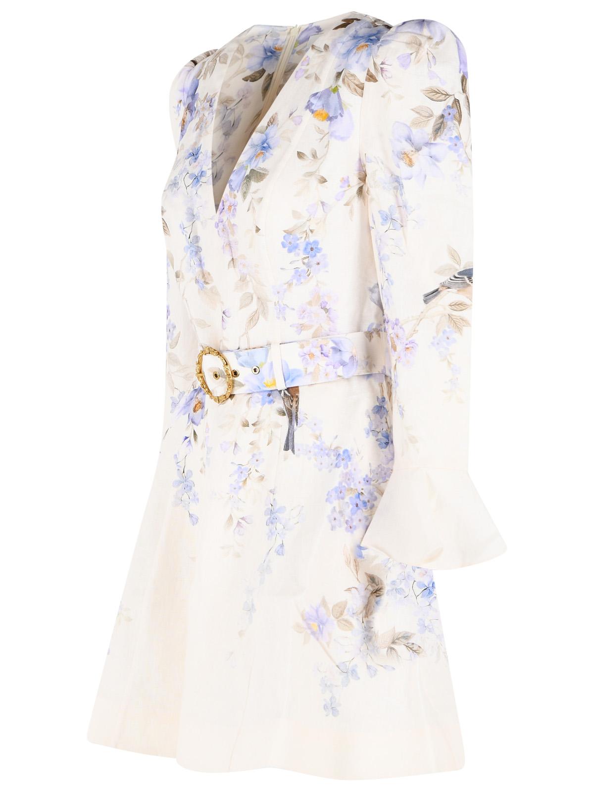 Zimmermann 'Luna Plunge' Cream Linen Mini Dress Women ZIMMERMANN