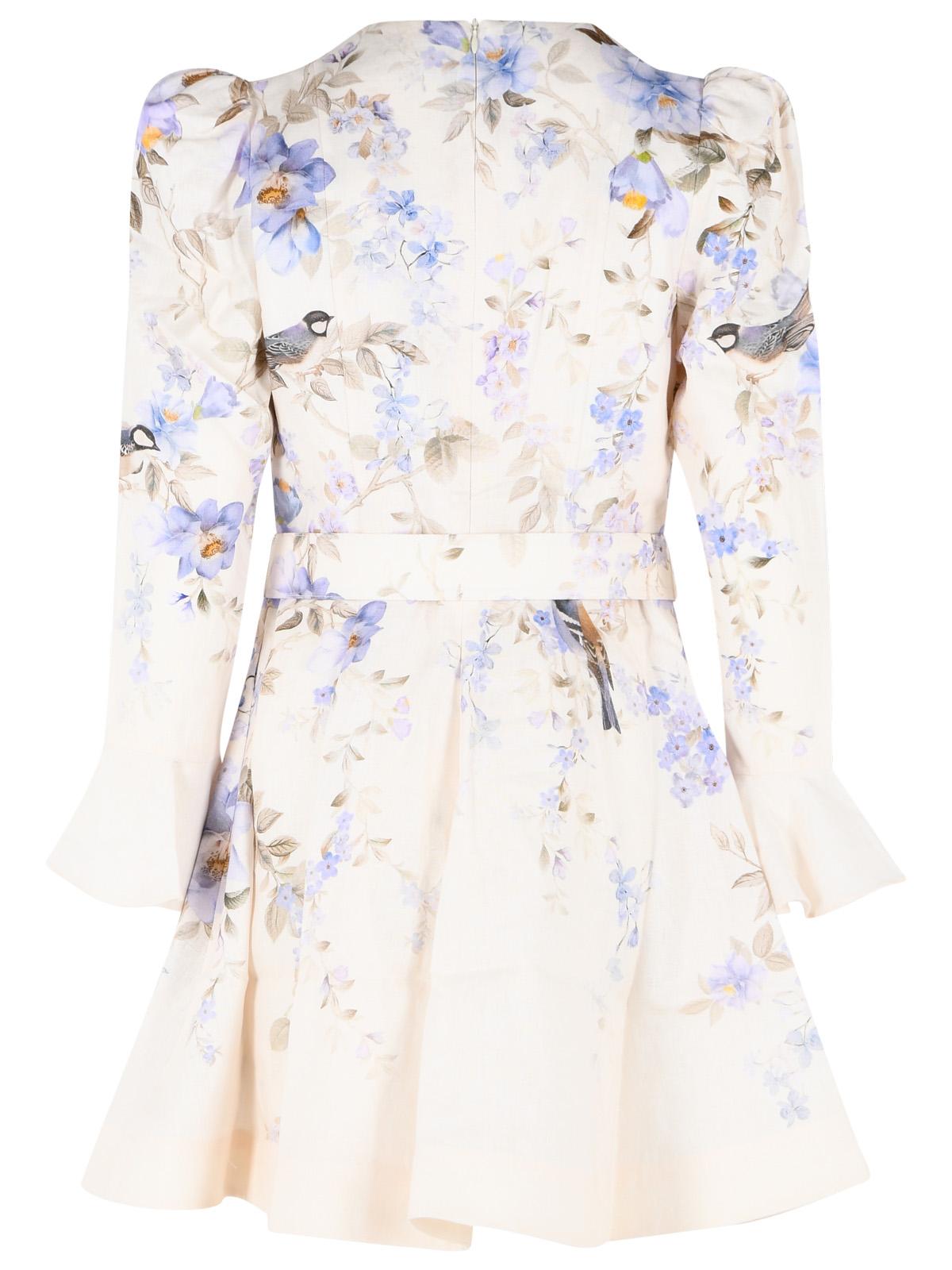 Zimmermann 'Luna Plunge' Cream Linen Mini Dress Women ZIMMERMANN