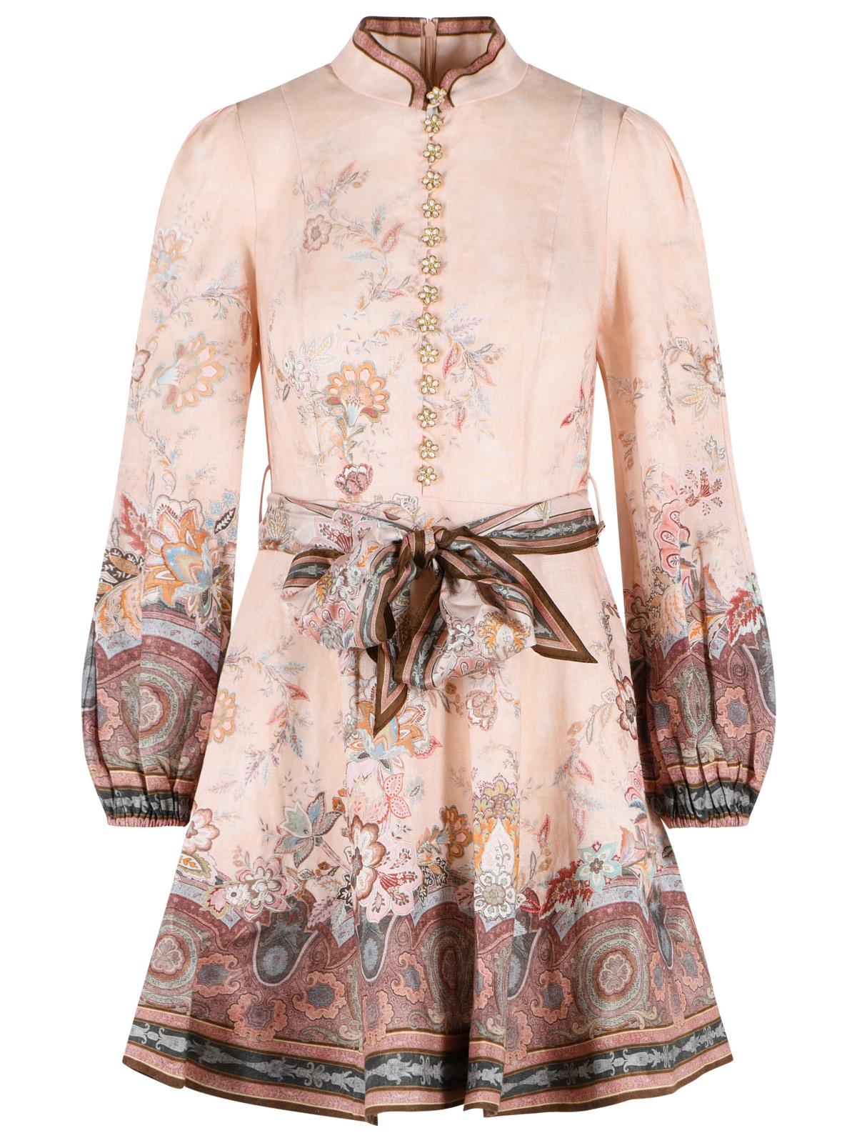 Zimmermann 'Alchemy' Pink Linen Mini Dress With Buttons Women ZIMMERMANN