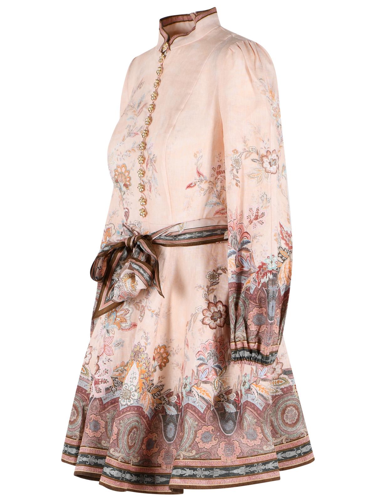 Zimmermann 'Alchemy' Pink Linen Mini Dress With Buttons Women ZIMMERMANN