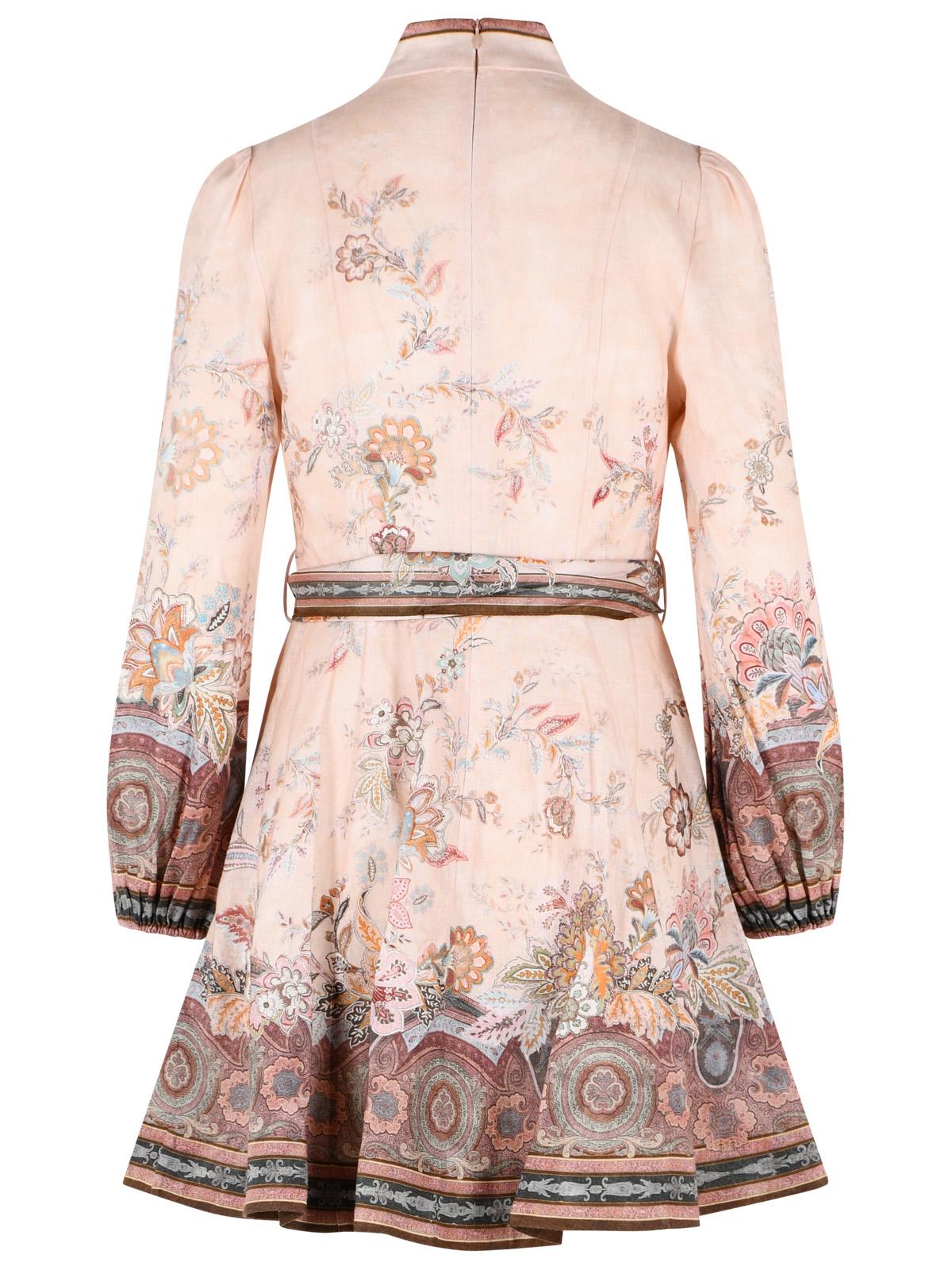 Zimmermann 'Alchemy' Pink Linen Mini Dress With Buttons Women ZIMMERMANN