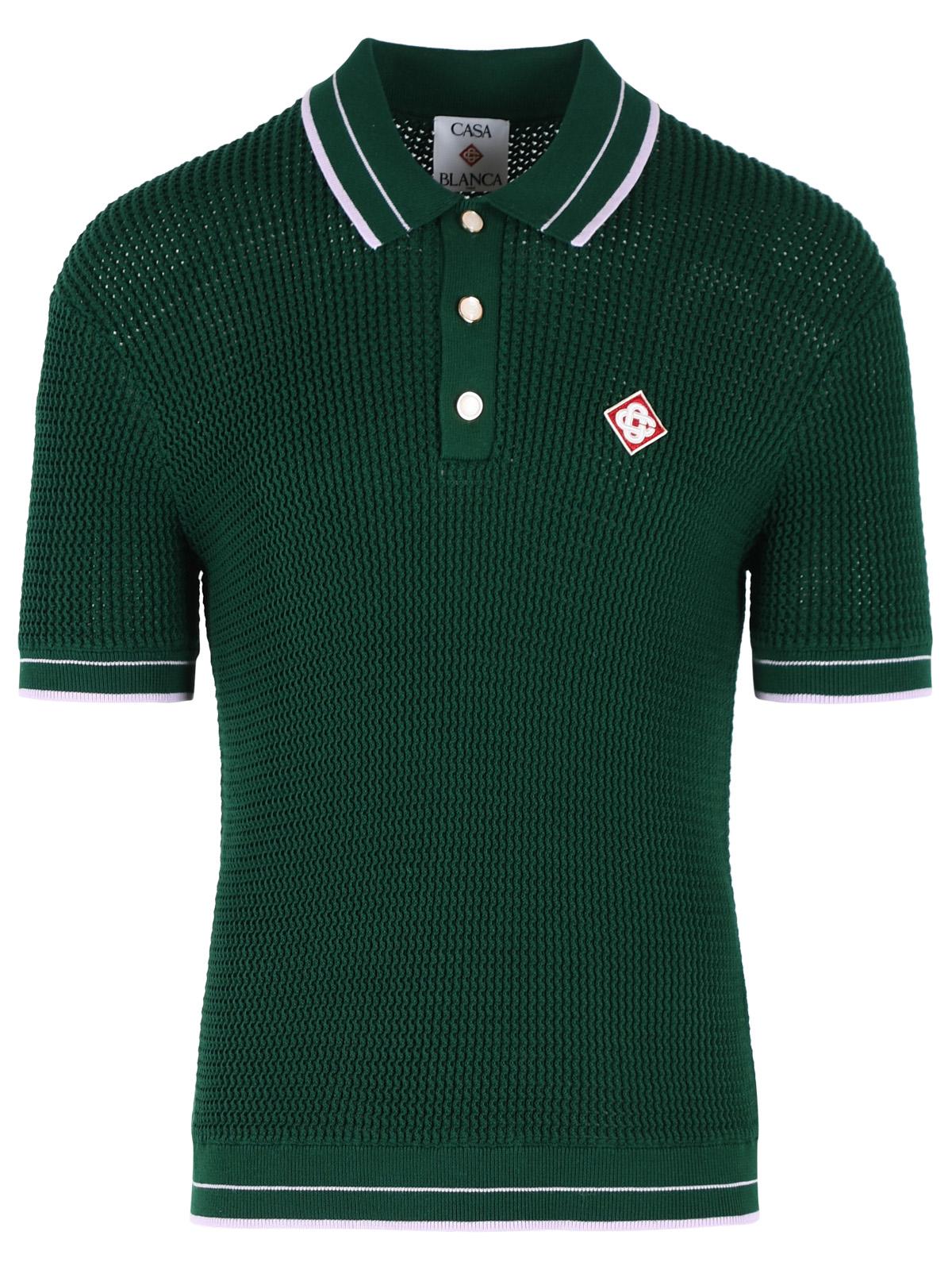 Casablanca Pine Green Cotton Polo Shirt Men CASABLANCA