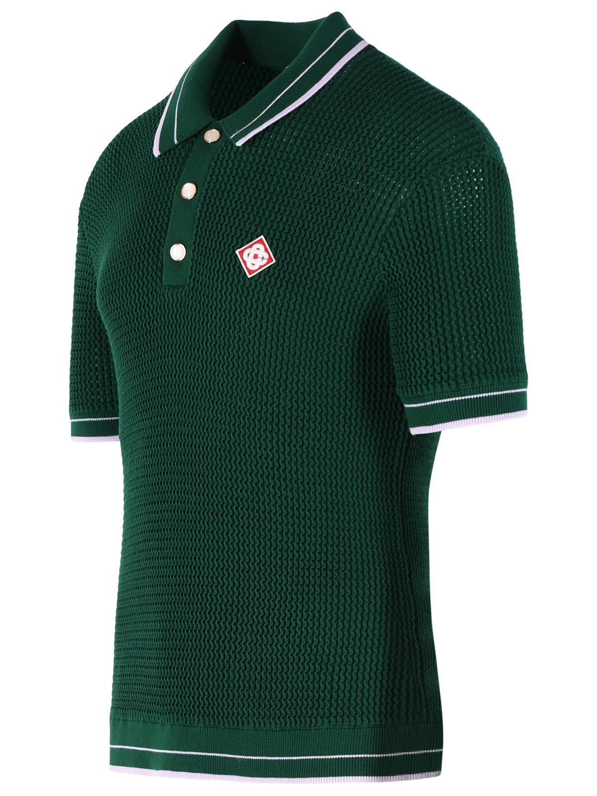 Casablanca Pine Green Cotton Polo Shirt Men CASABLANCA