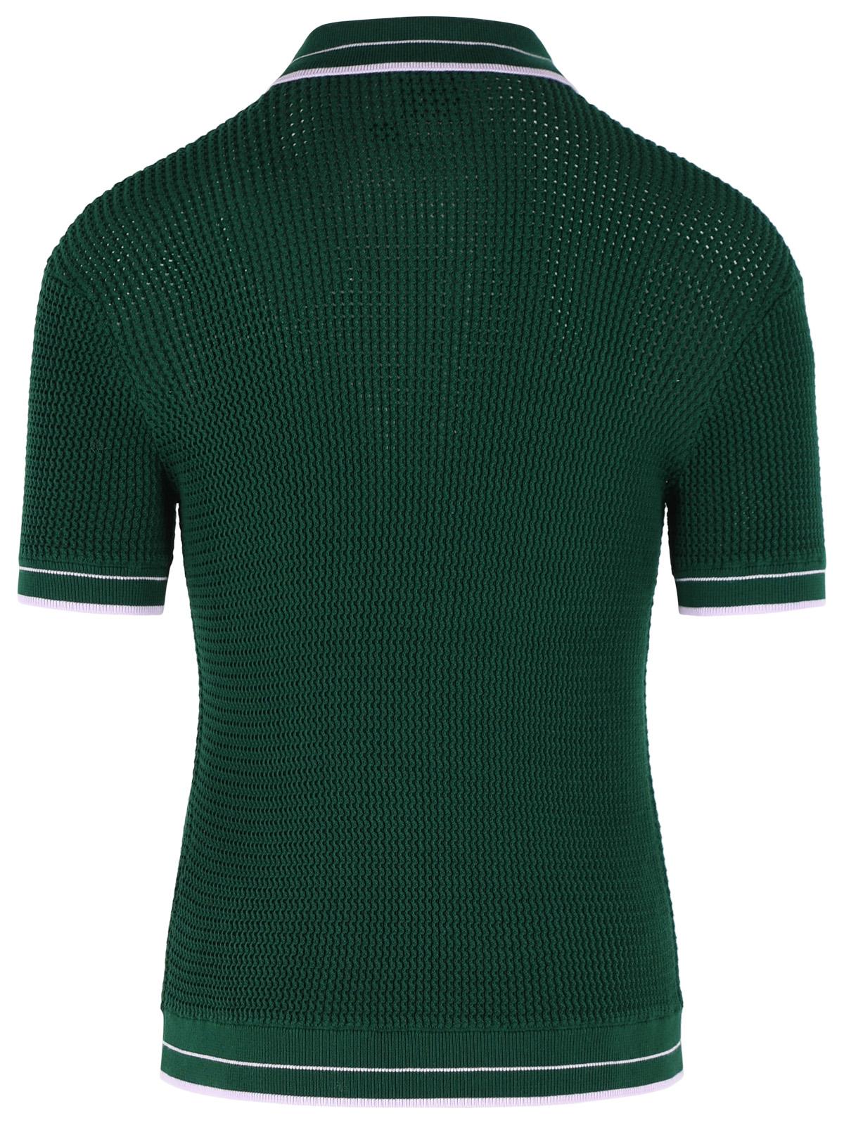 Casablanca Pine Green Cotton Polo Shirt Men CASABLANCA