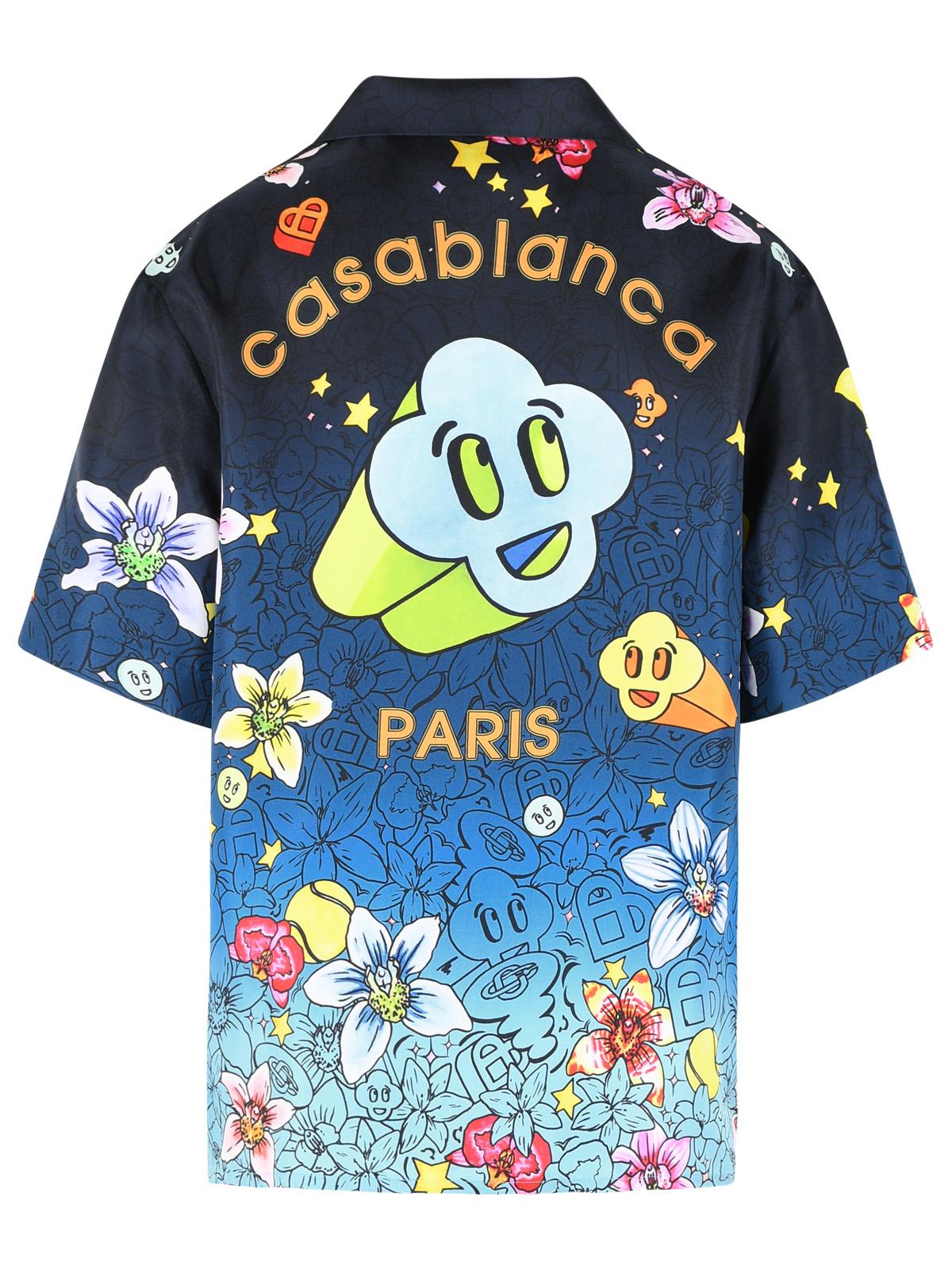 Casablanca 'Graffiti Repeat' Blue Silk Shirt Men CASABLANCA