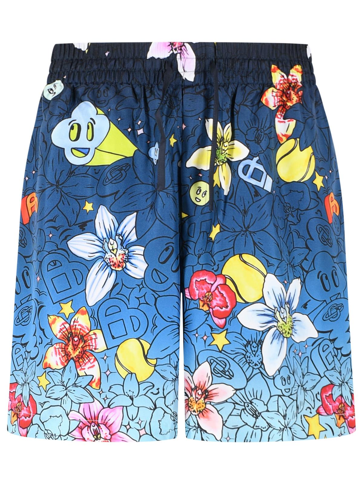 Casablanca Collage D'icones' Blue Silk Shorts Men CASABLANCA