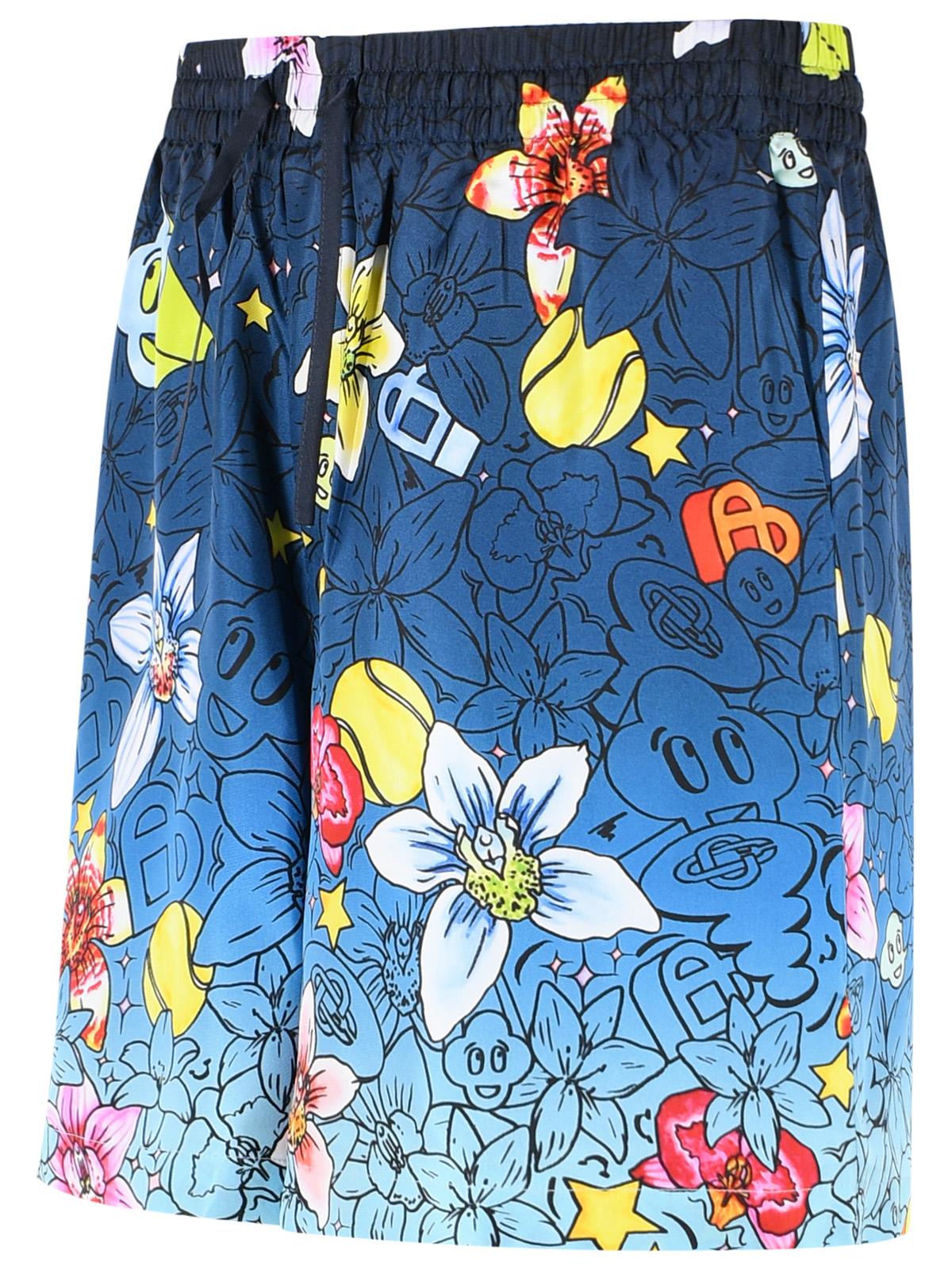 Casablanca Collage D'icones' Blue Silk Shorts Men CASABLANCA