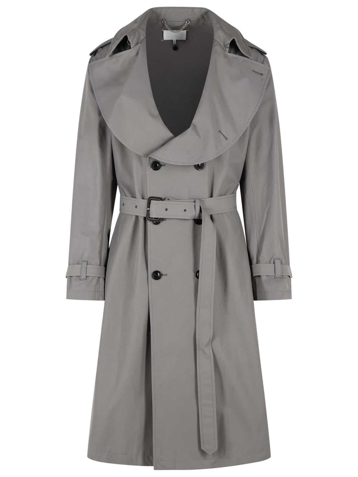Maison Margiela Grey Cotton Blend Trench Coat With Folded Collar Men MAISON MARGIELA