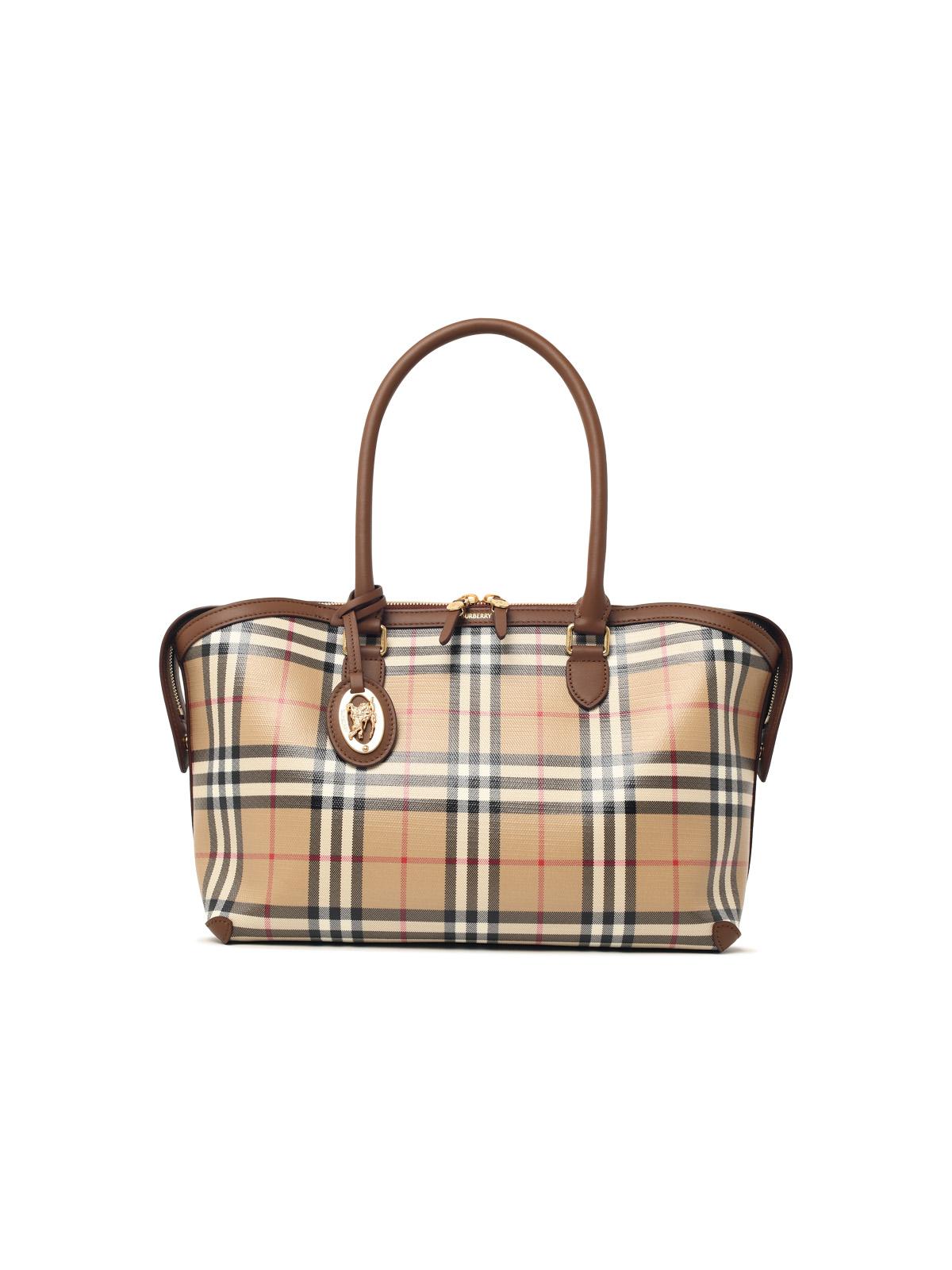 Burberry Small 'Tote Vintage' Beige Cotton Zippered Bag Women BURBERRY