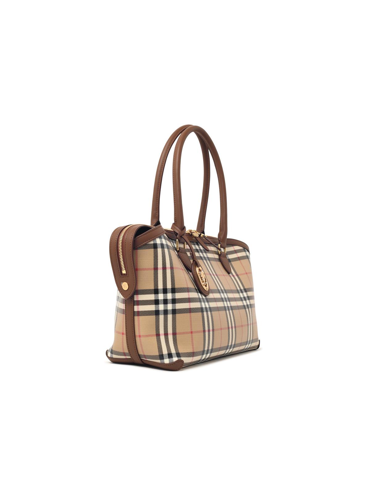 Burberry Small 'Tote Vintage' Beige Cotton Zippered Bag Women BURBERRY