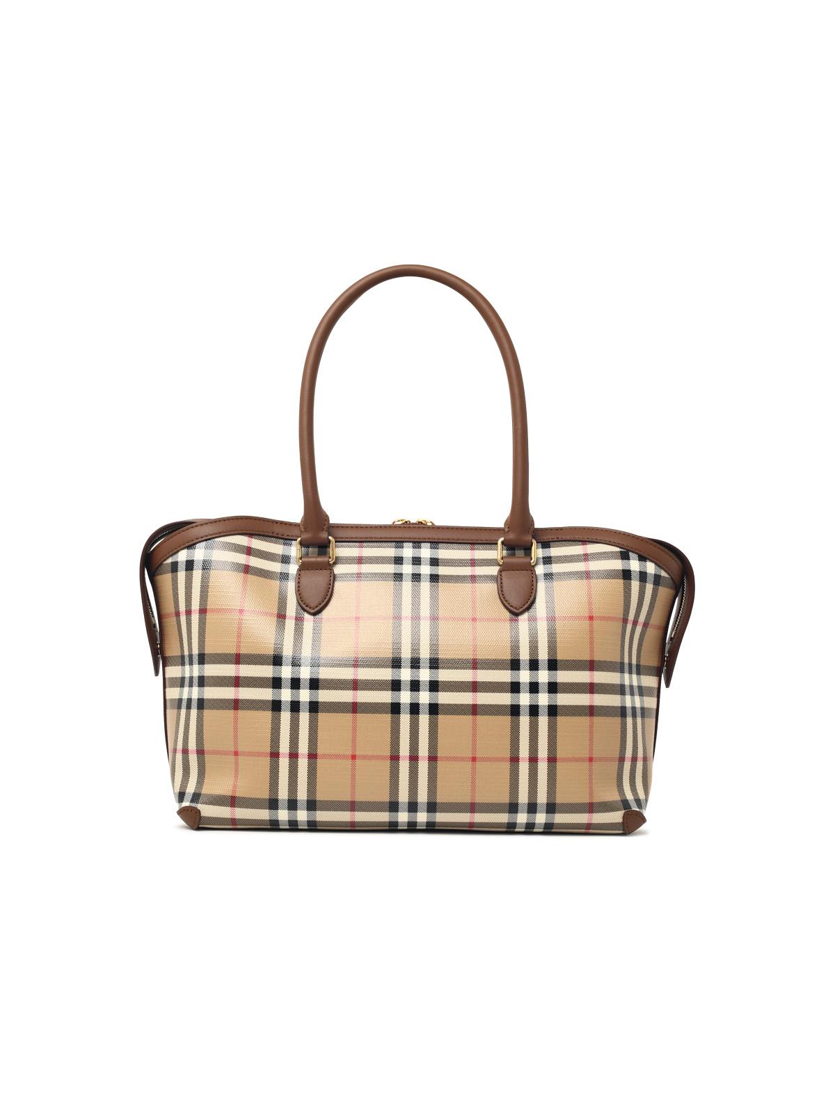 Burberry Small 'Tote Vintage' Beige Cotton Zippered Bag Women BURBERRY