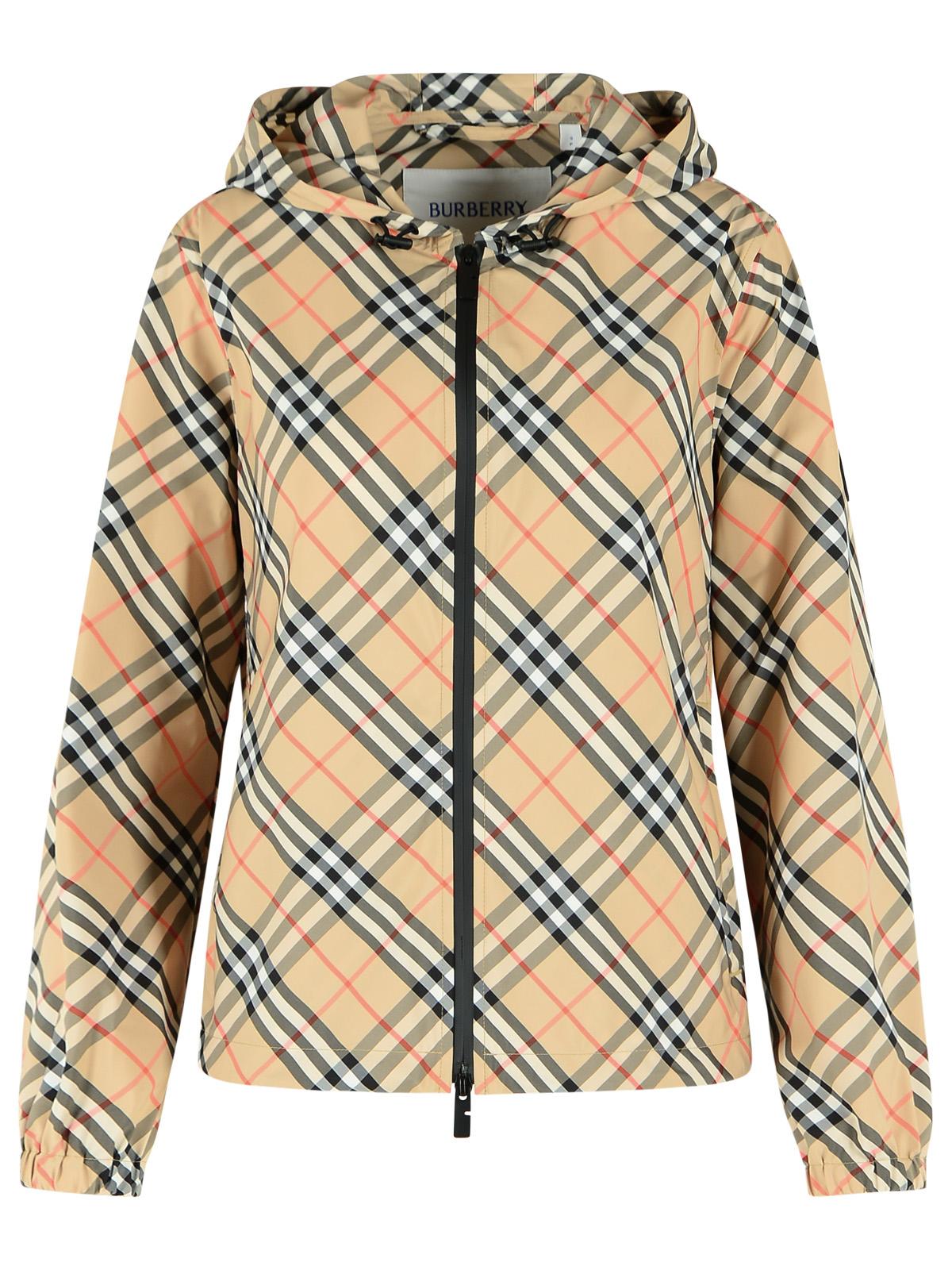 Burberry Salcombe Check Beige Sabbia Polyester Jacket Women BURBERRY