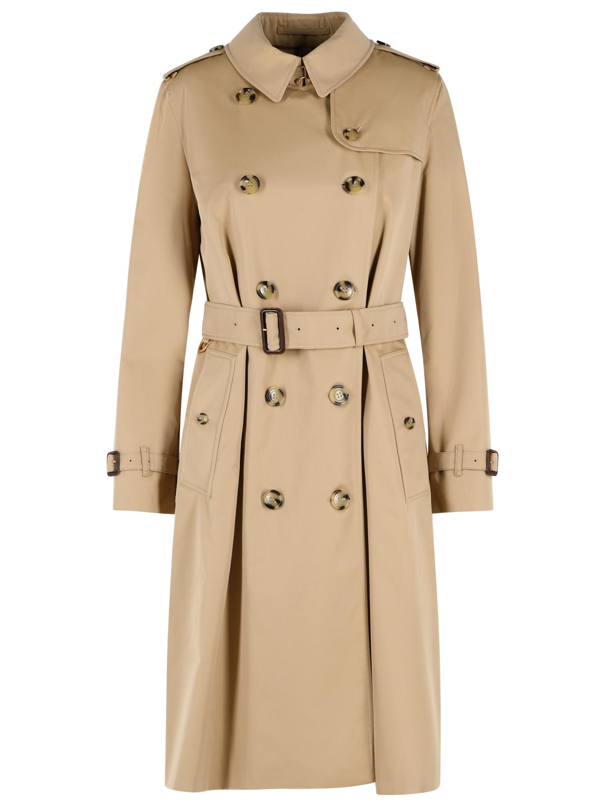 Burberry Long 'Kensington' Beige Cotton Trench Coat Women BURBERRY