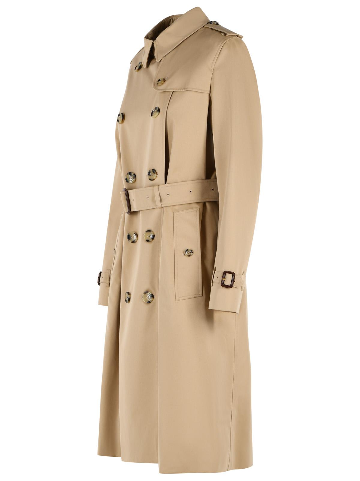 Burberry Long 'Kensington' Beige Cotton Trench Coat Women BURBERRY
