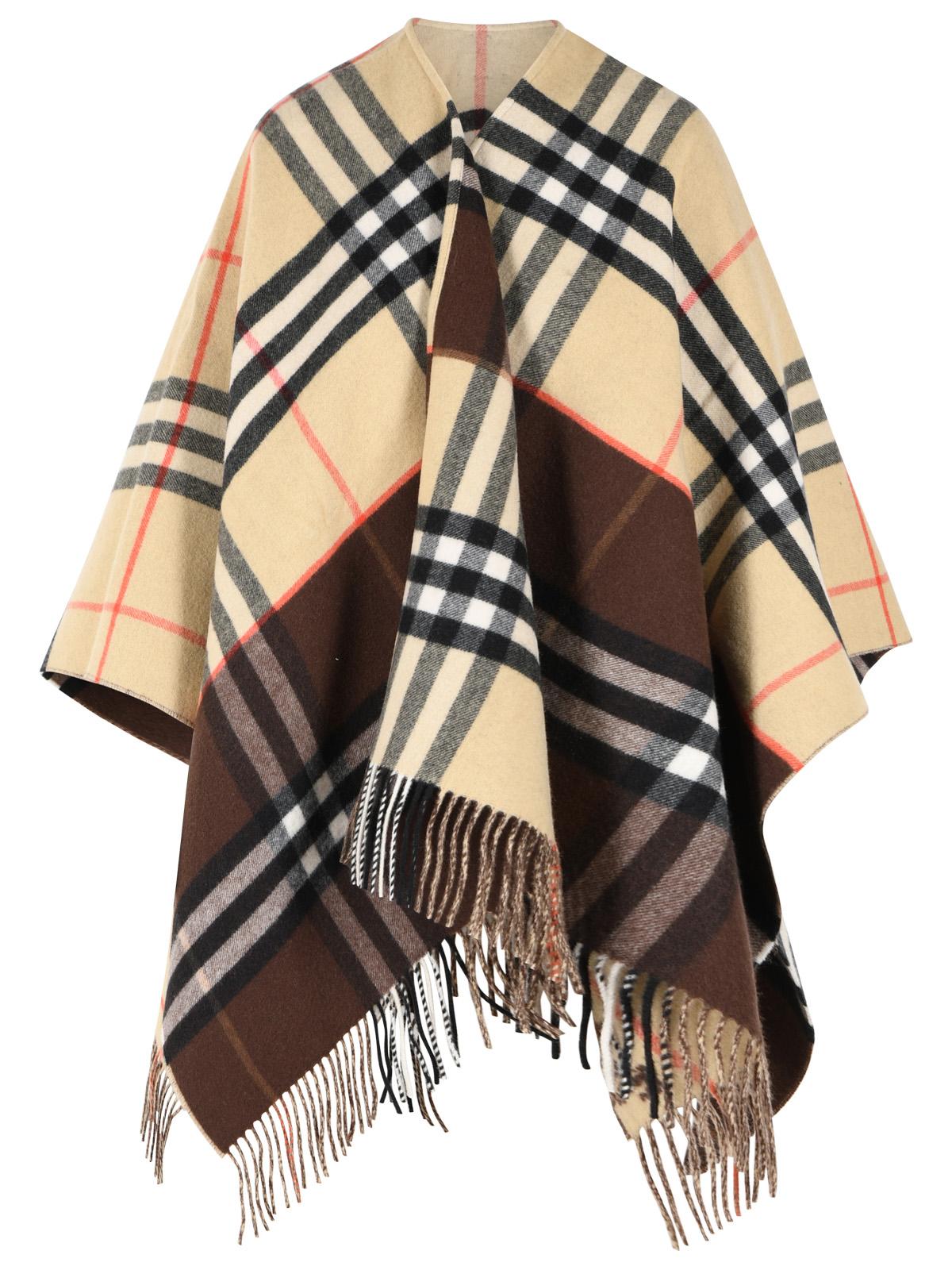 Burberry 'Check' Beige Cashmere Cape Women BURBERRY