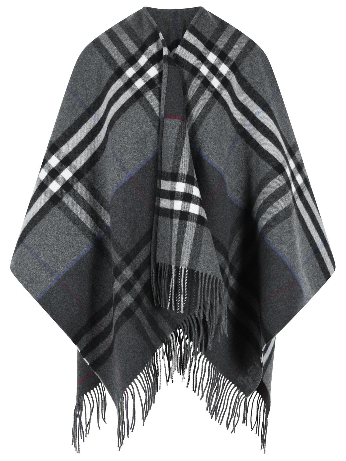 Burberry 'Check' Grey Cashmere Cape Women BURBERRY