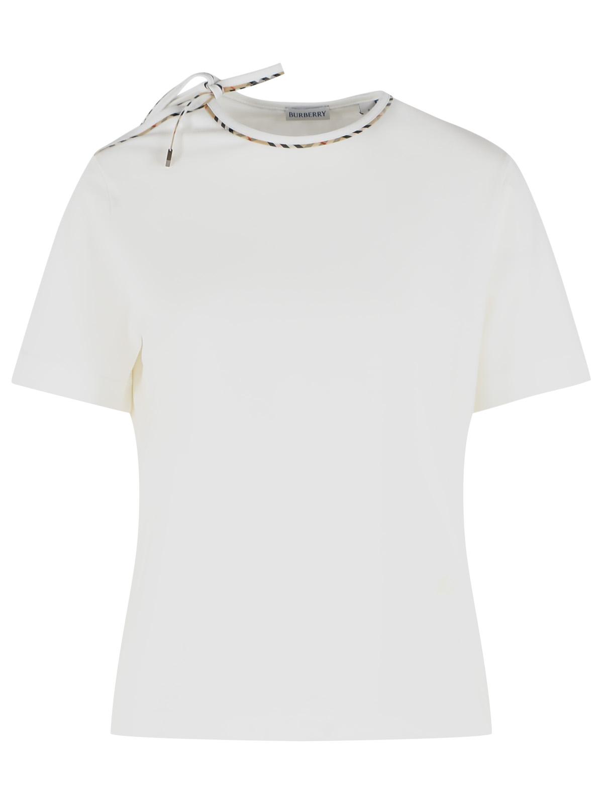Burberry 'Frankie Bow' White Cotton T-Shirt Women BURBERRY