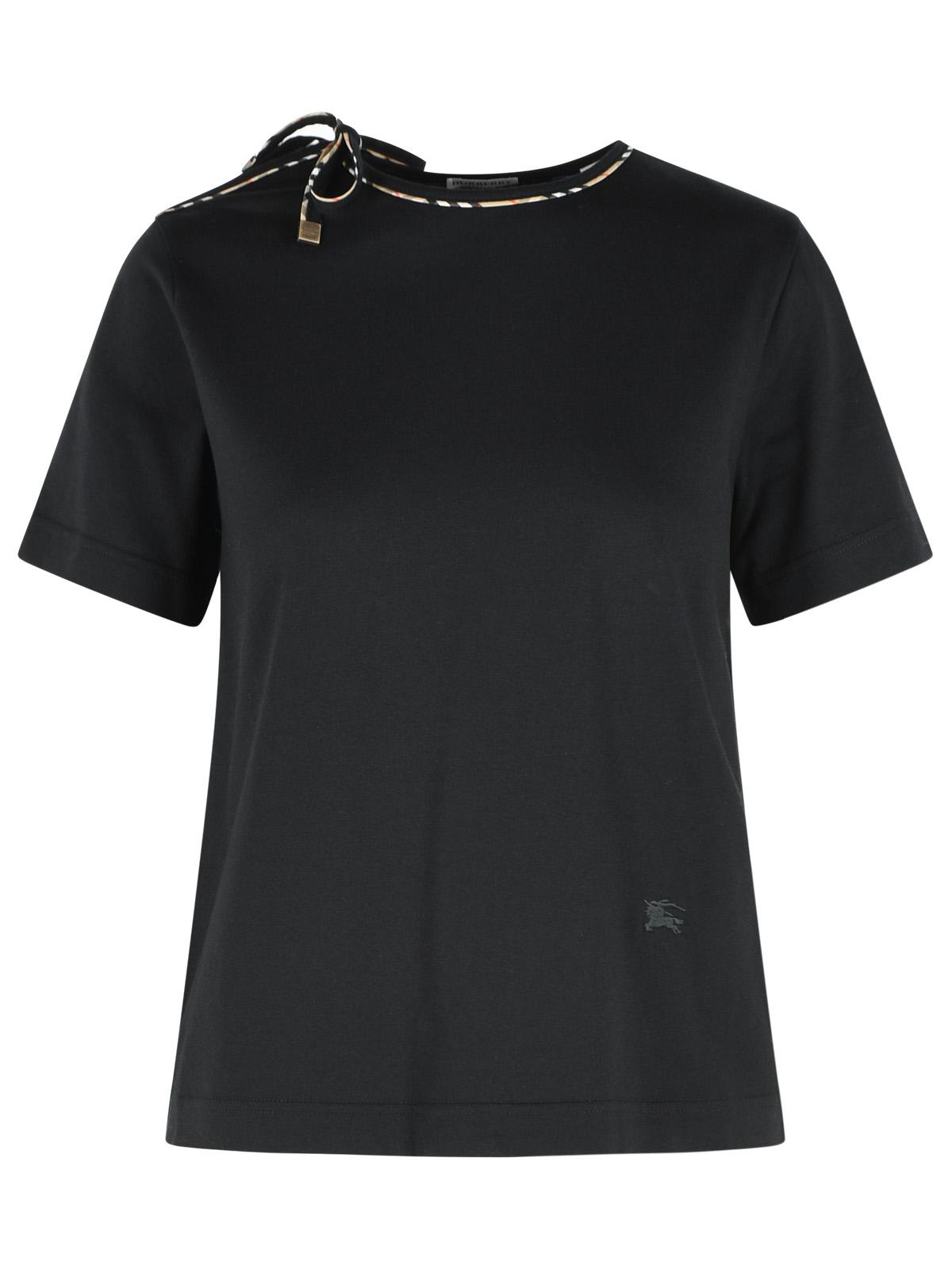 Burberry 'Frankie Bow' Black Cotton T-Shirt Women BURBERRY