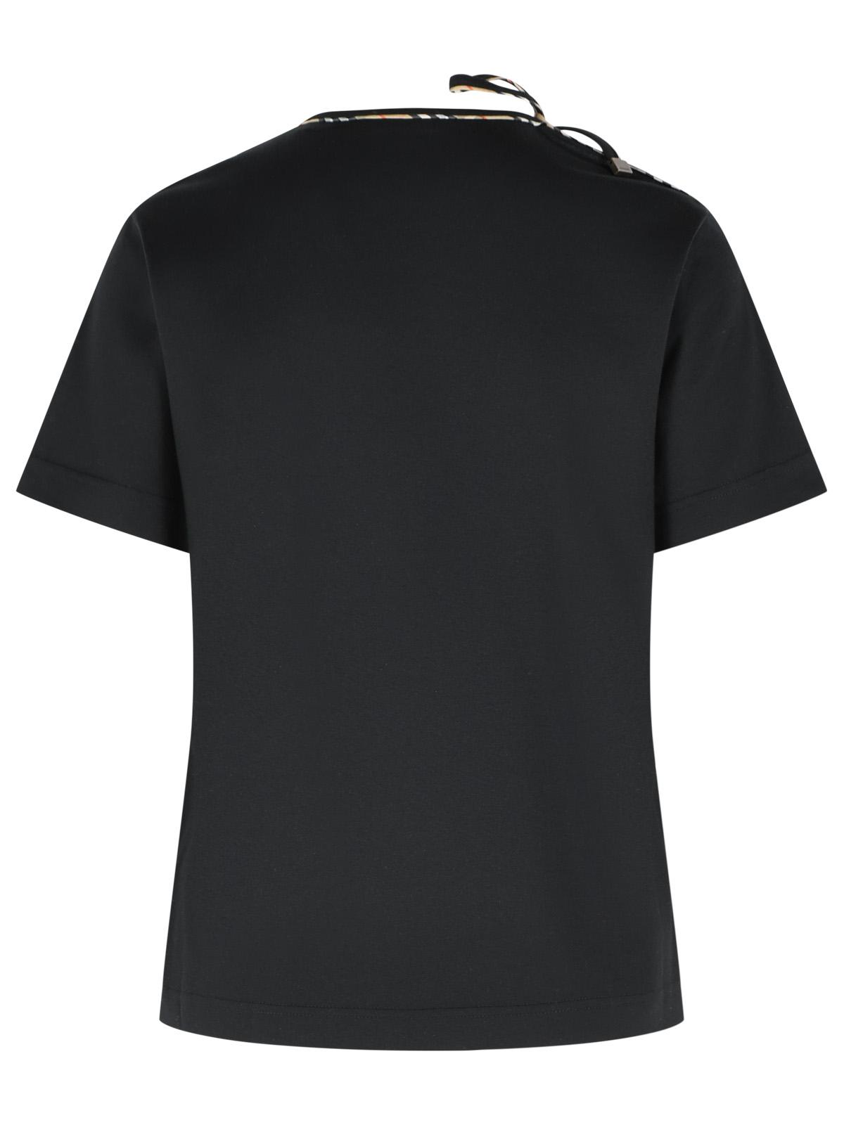 Burberry 'Frankie Bow' Black Cotton T-Shirt Women BURBERRY
