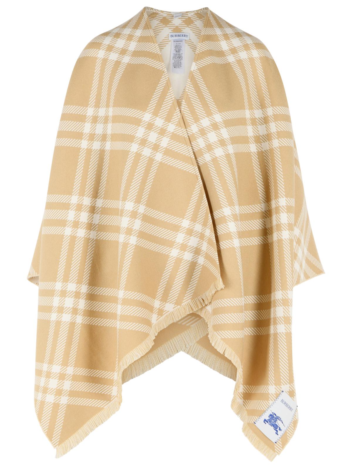Burberry 'Check Tribar' Beige Wool And Silk Cape Women BURBERRY