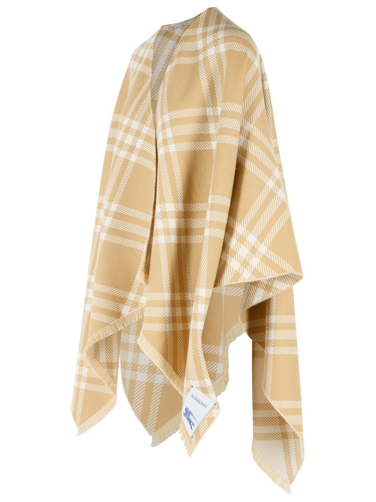 Burberry 'Check Tribar' Beige Wool And Silk Cape Women BURBERRY