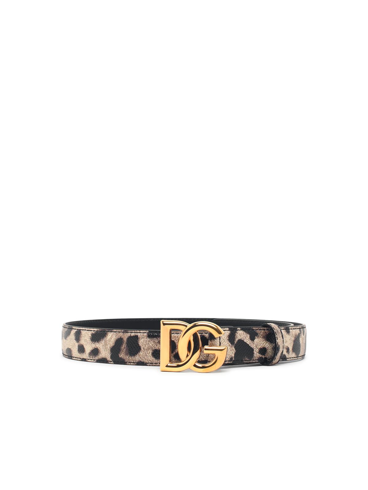 Dolce & Gabbana 'D' Leopard Leather Logo Belt Women DOLCE & GABBANA
