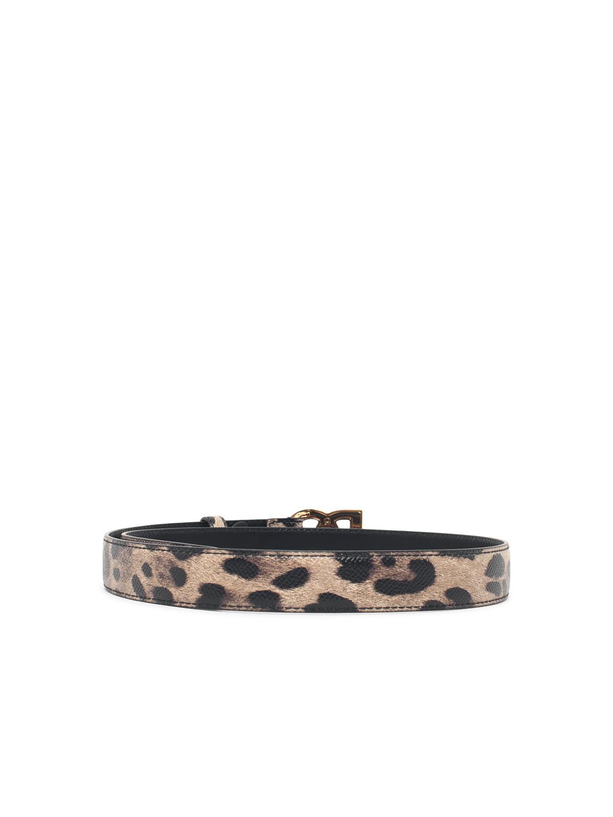 Dolce & Gabbana 'D' Leopard Leather Logo Belt Women DOLCE & GABBANA
