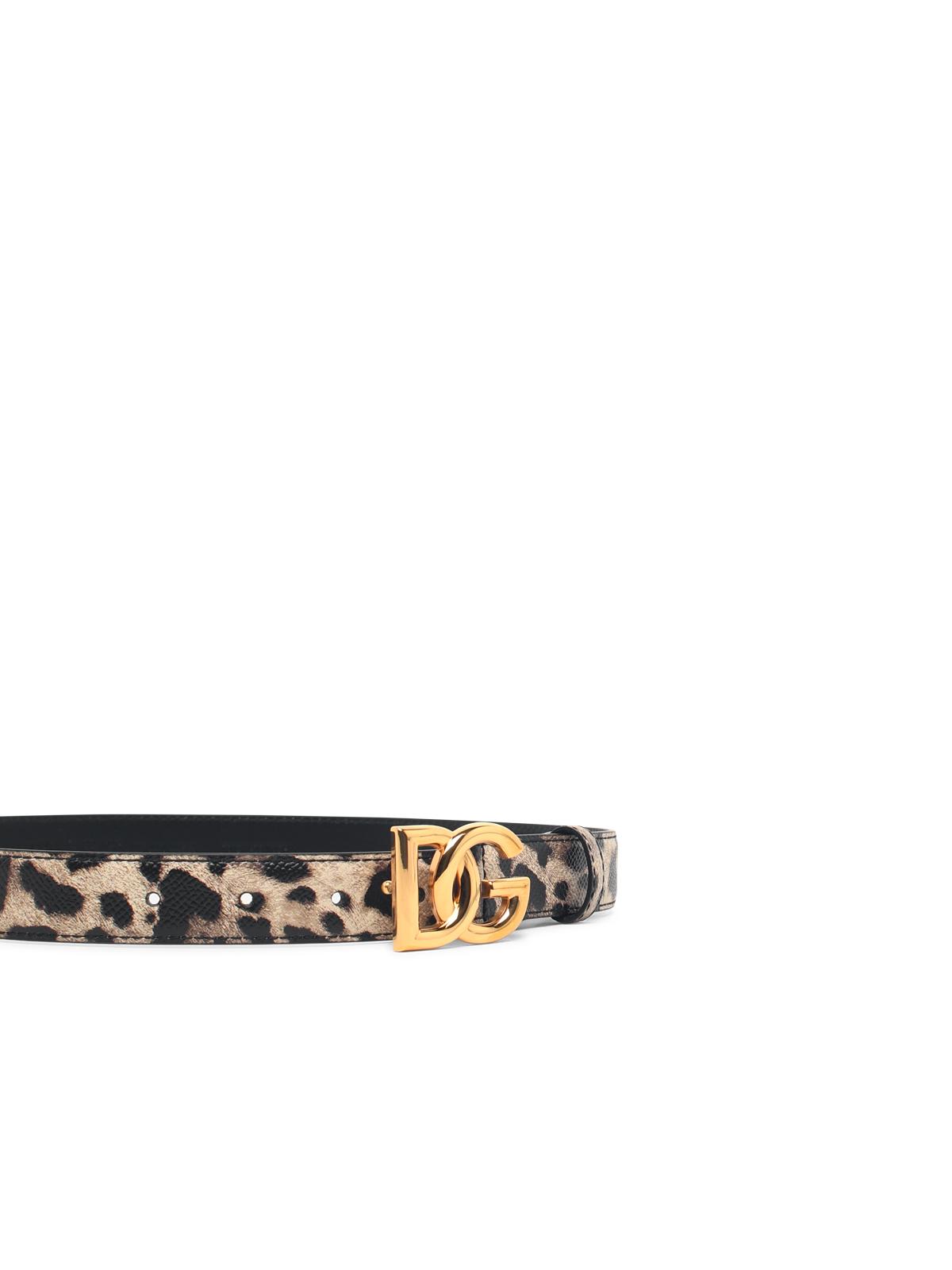 Dolce & Gabbana 'D' Leopard Leather Logo Belt Women DOLCE & GABBANA