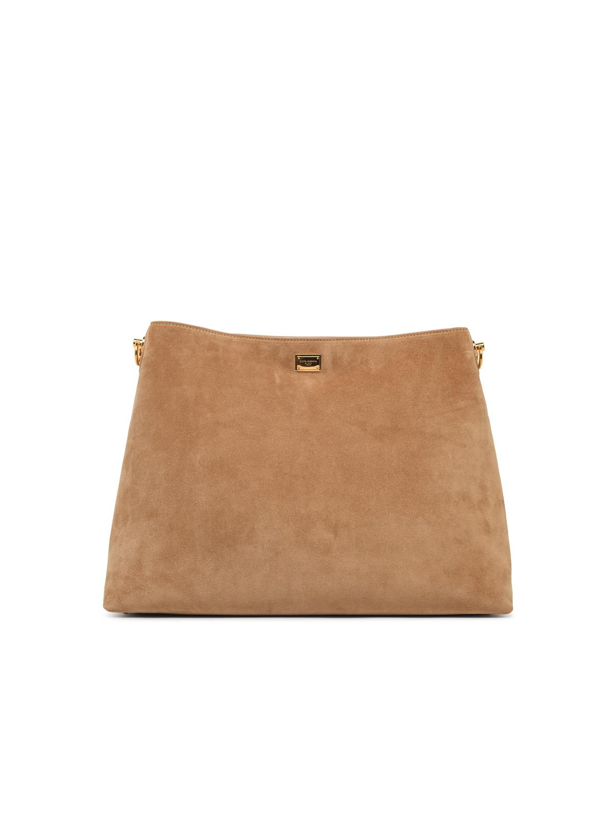 Dolce & Gabbana Large 'Vittoria' Shoulder Bag In Beige Suede Women DOLCE & GABBANA