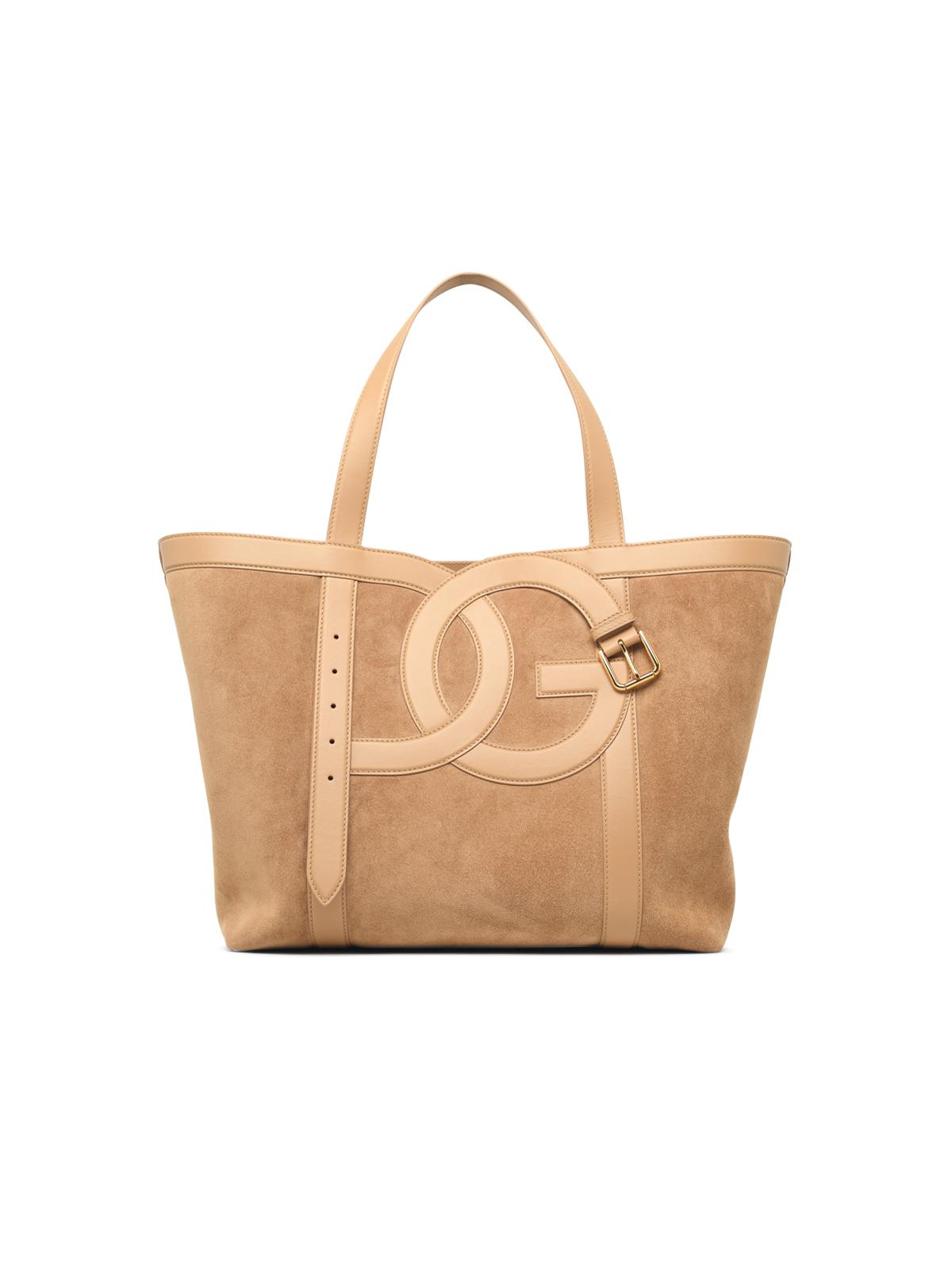Dolce & Gabbana 'Shopping Dg Belt' Beige Suede Bag Women DOLCE & GABBANA