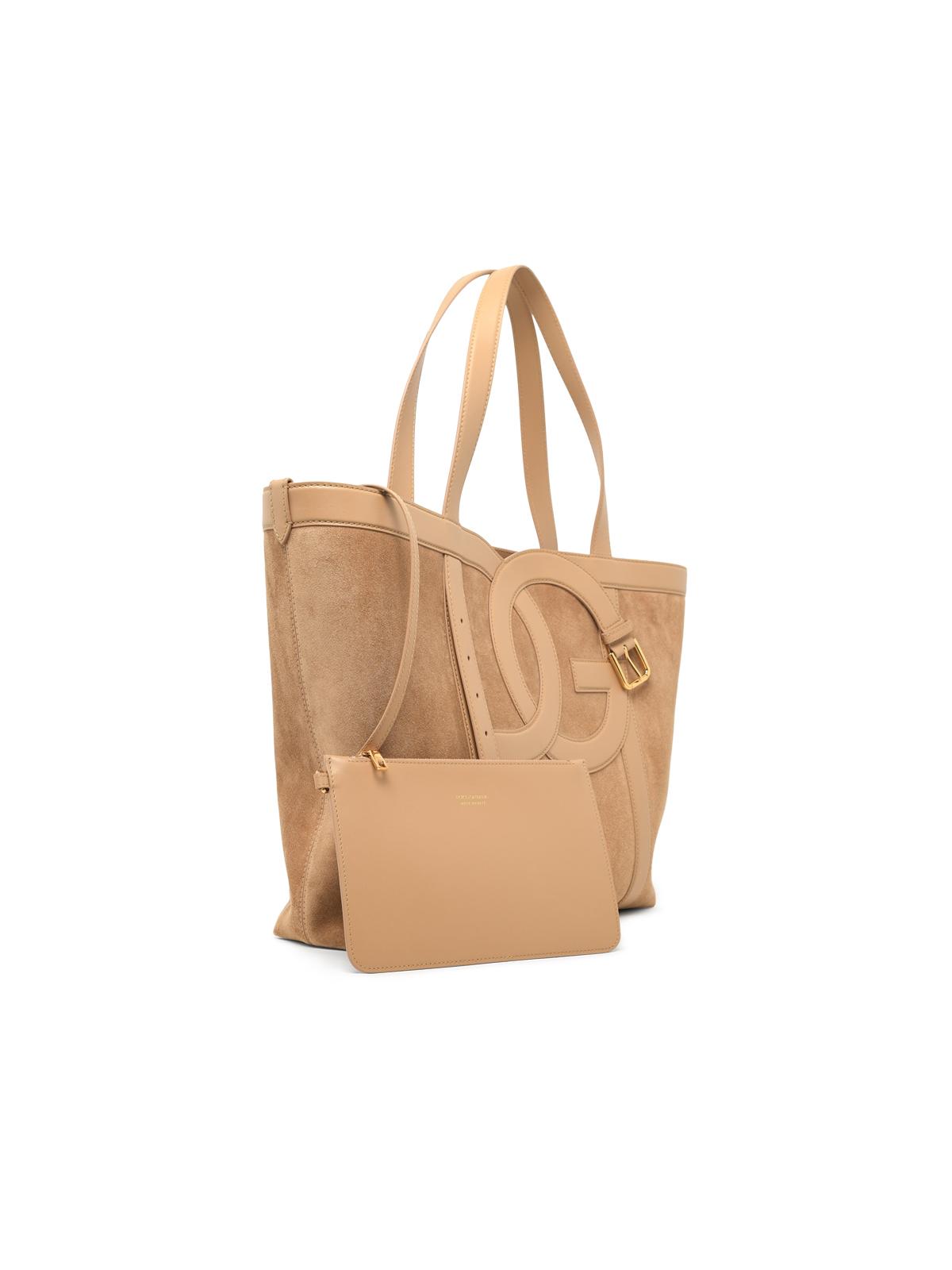 Dolce & Gabbana 'Shopping Dg Belt' Beige Suede Bag Women DOLCE & GABBANA