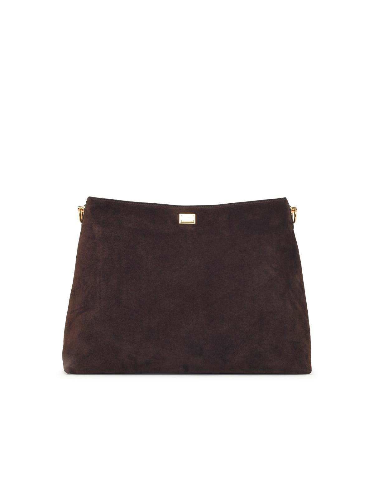 Dolce & Gabbana Large 'Vittoria' Shoulder Bag In Brown Suede Women DOLCE & GABBANA
