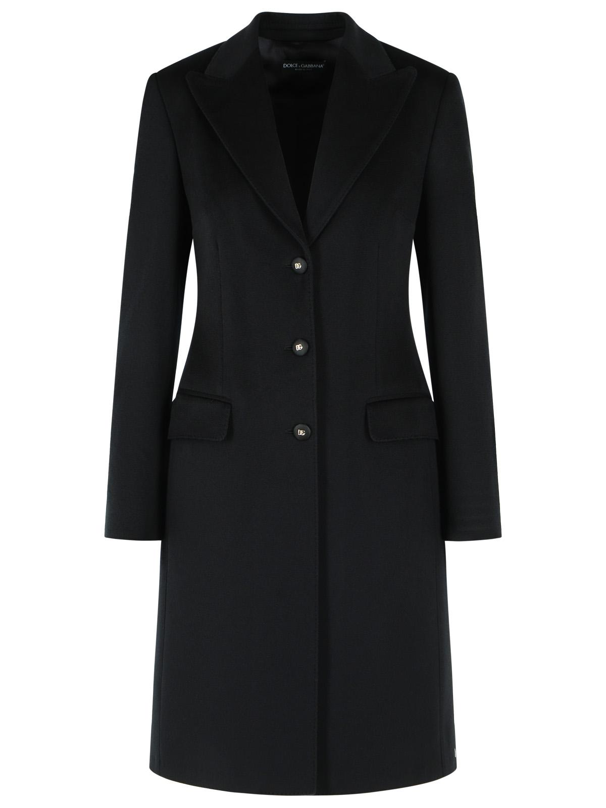 Dolce & Gabbana Single-Breasted Black Wool Coat Women DOLCE & GABBANA