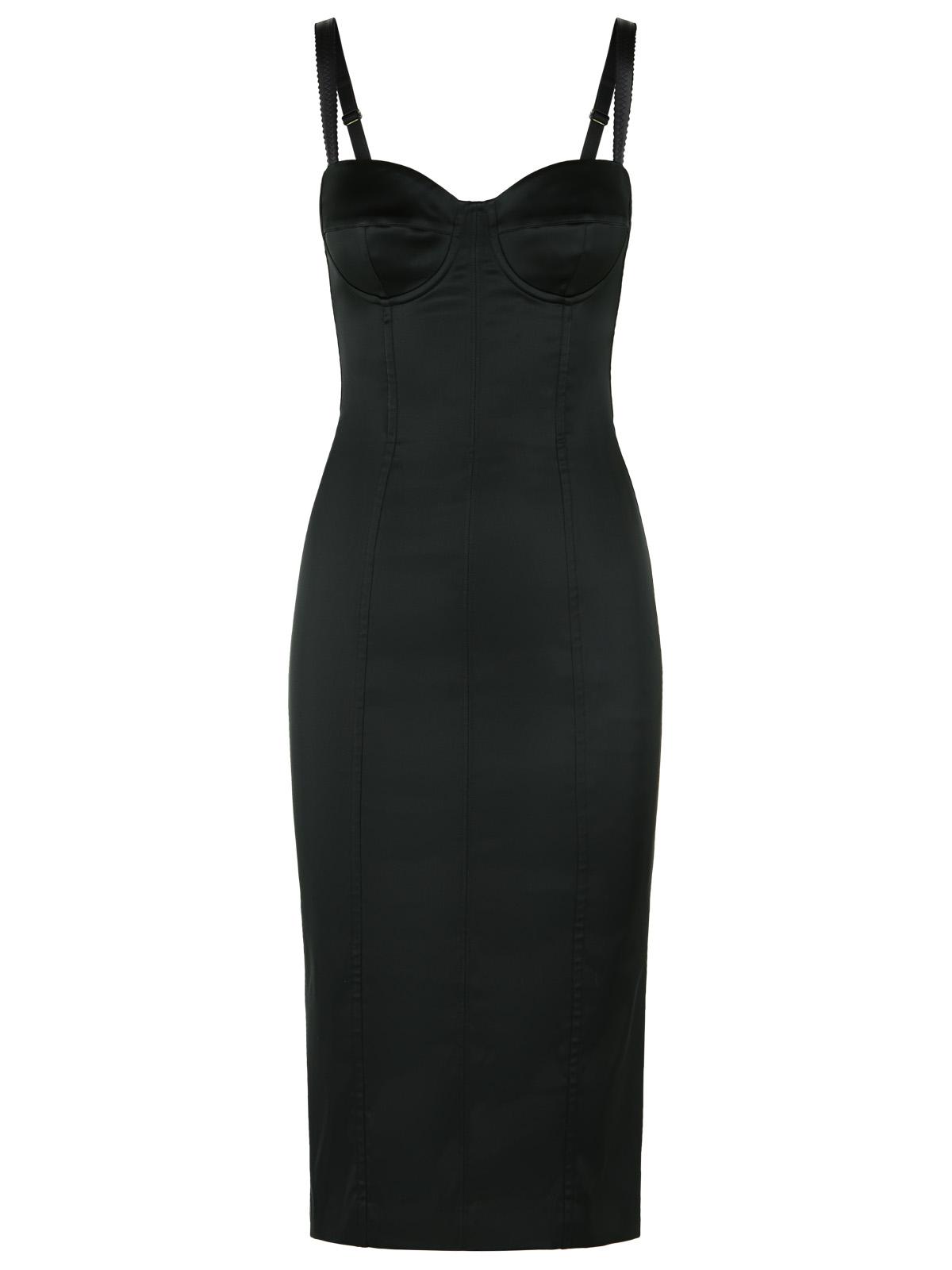 Dolce & Gabbana Loguette Bustier Black Satin Dress Women DOLCE & GABBANA