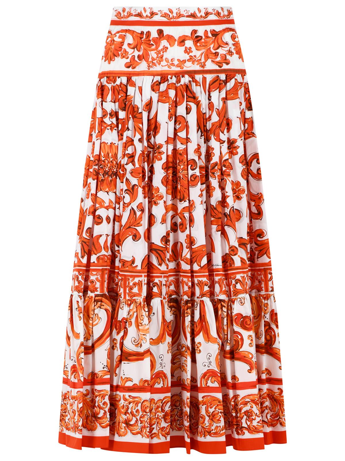 Dolce & Gabbana Long Skirt In Majolica Print Cotton Poplin Women DOLCE & GABBANA