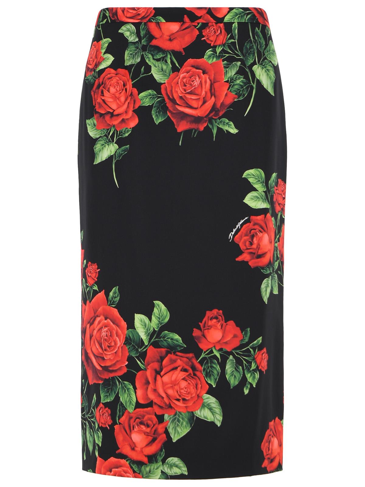 Dolce & Gabbana 'Rose' Black Silk Skirt Women DOLCE & GABBANA