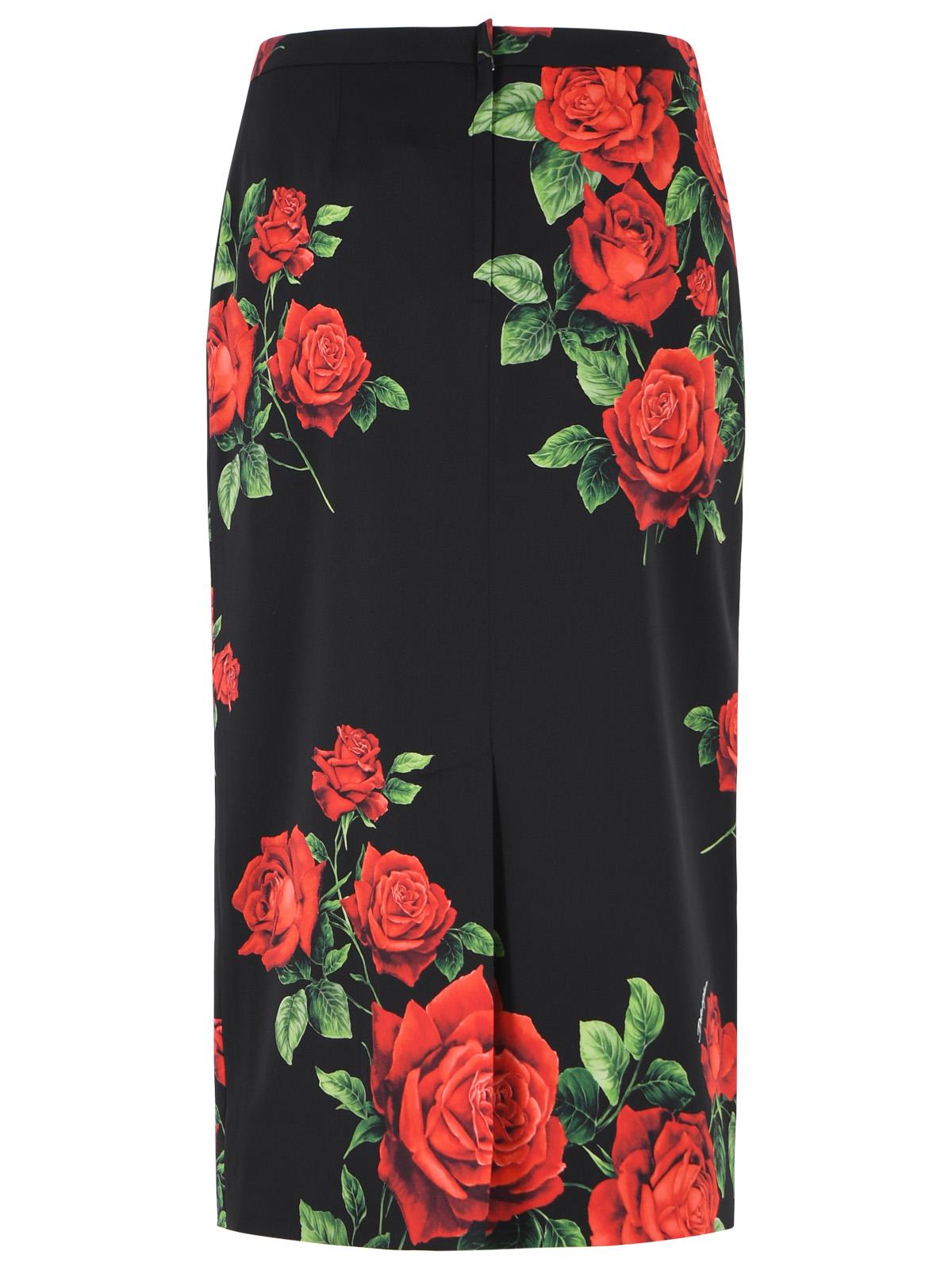 Dolce & Gabbana 'Rose' Black Silk Skirt Women DOLCE & GABBANA