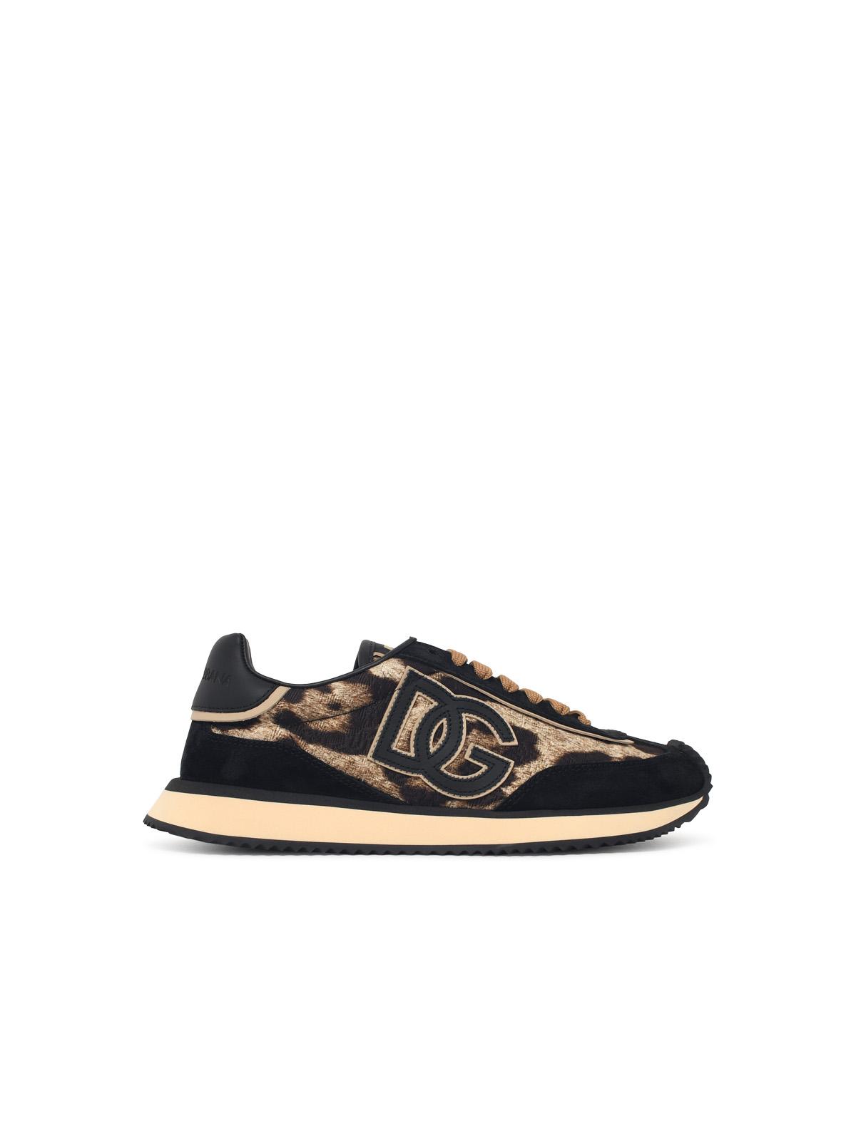 Dolce & Gabbana 'Cushion' Leopard Print Suede Blend Sneakers Women DOLCE & GABBANA