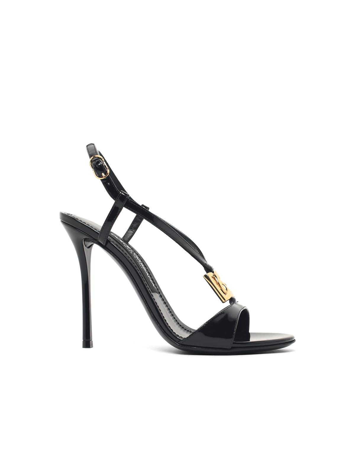 Dolce & Gabbana 'Dg Logo' Black Patent Leather Sandals Women DOLCE & GABBANA