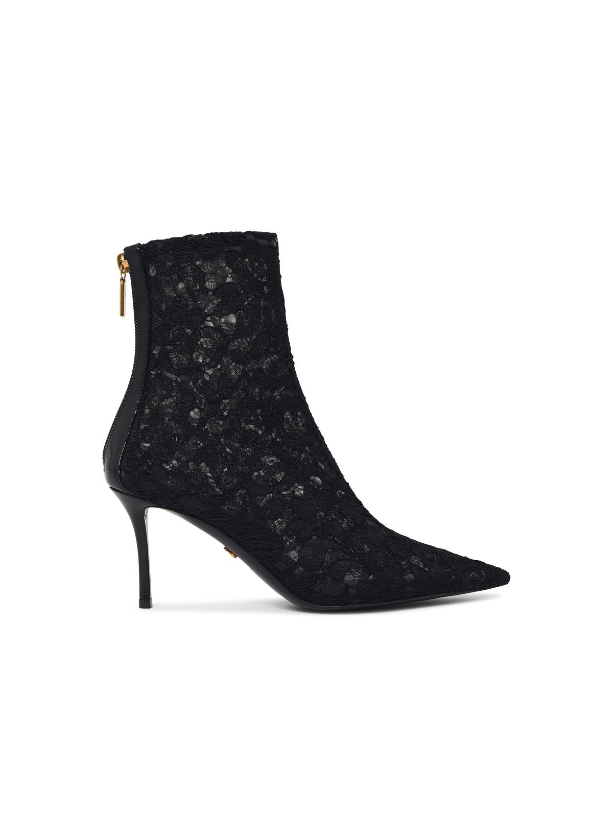 Dolce & Gabbana 'Lollo' Black Lace Ankle Boots Women DOLCE & GABBANA