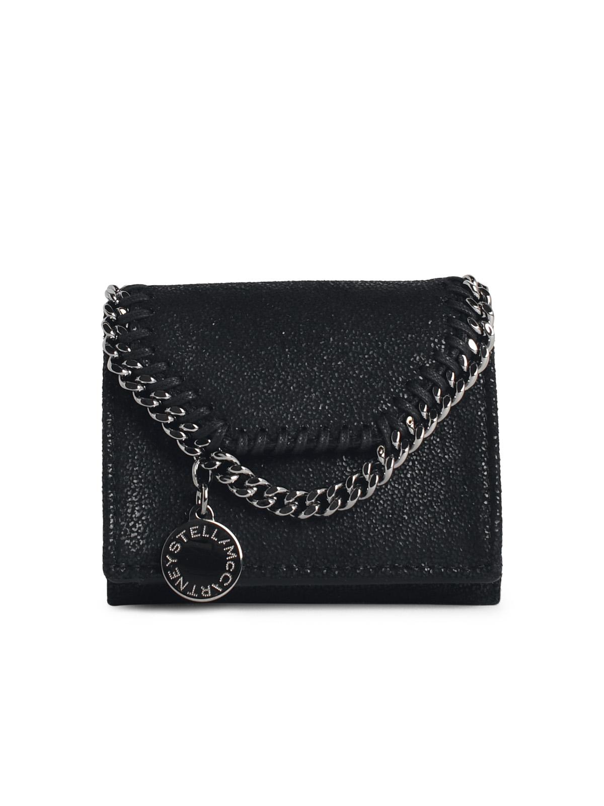 Stella Mccartney 'Tri-Fold Falabello' Black 'Shaggy Deer' Wallet Women STELLA MCCARTNEY