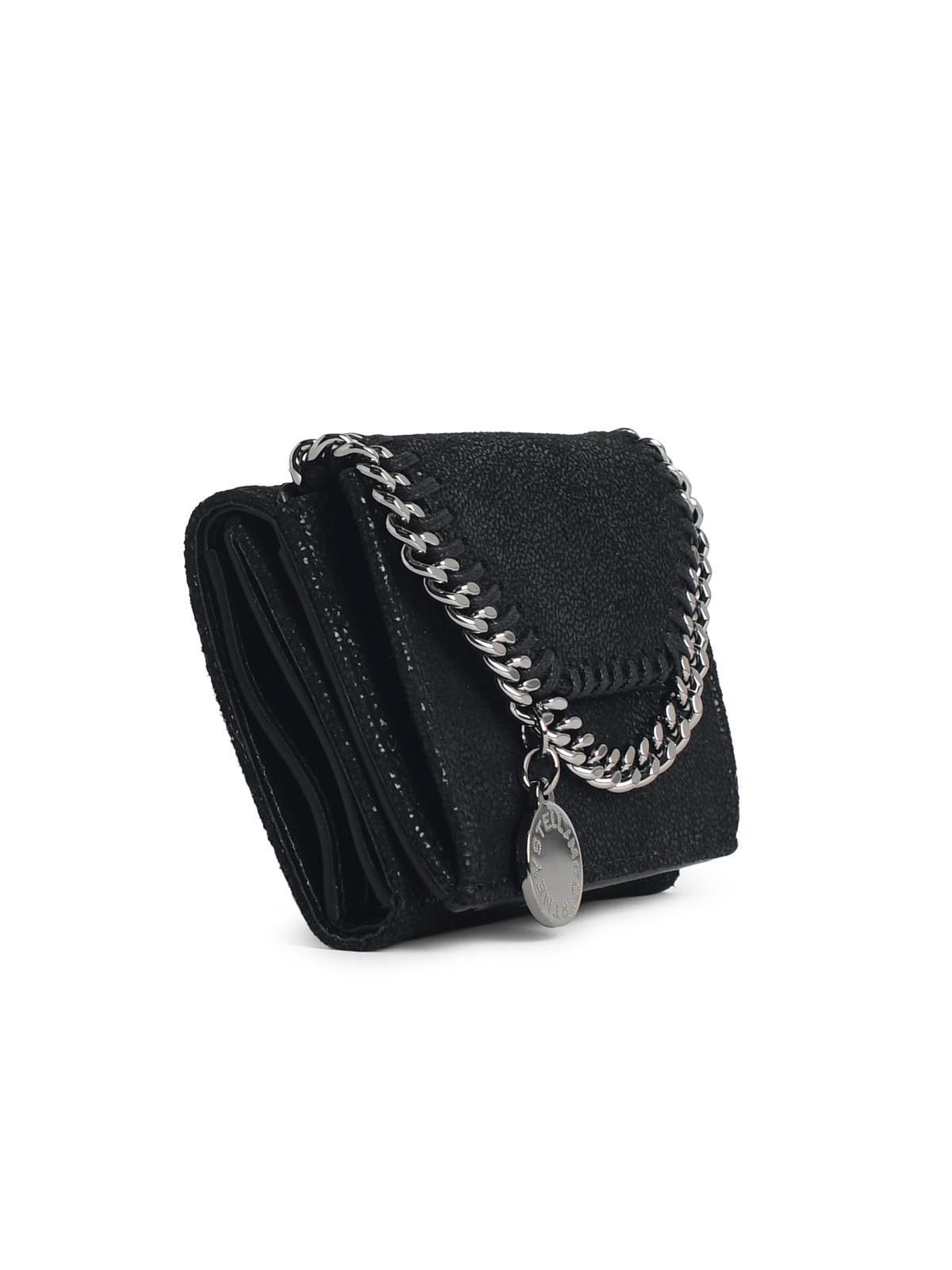 Stella Mccartney 'Tri-Fold Falabello' Black 'Shaggy Deer' Wallet Women STELLA MCCARTNEY