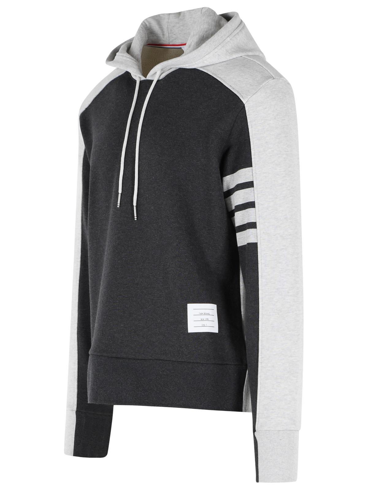 Thom Browne 'Colorblock 4 Bar' Grey Cotton Sweatshirt Men THOM BROWNE