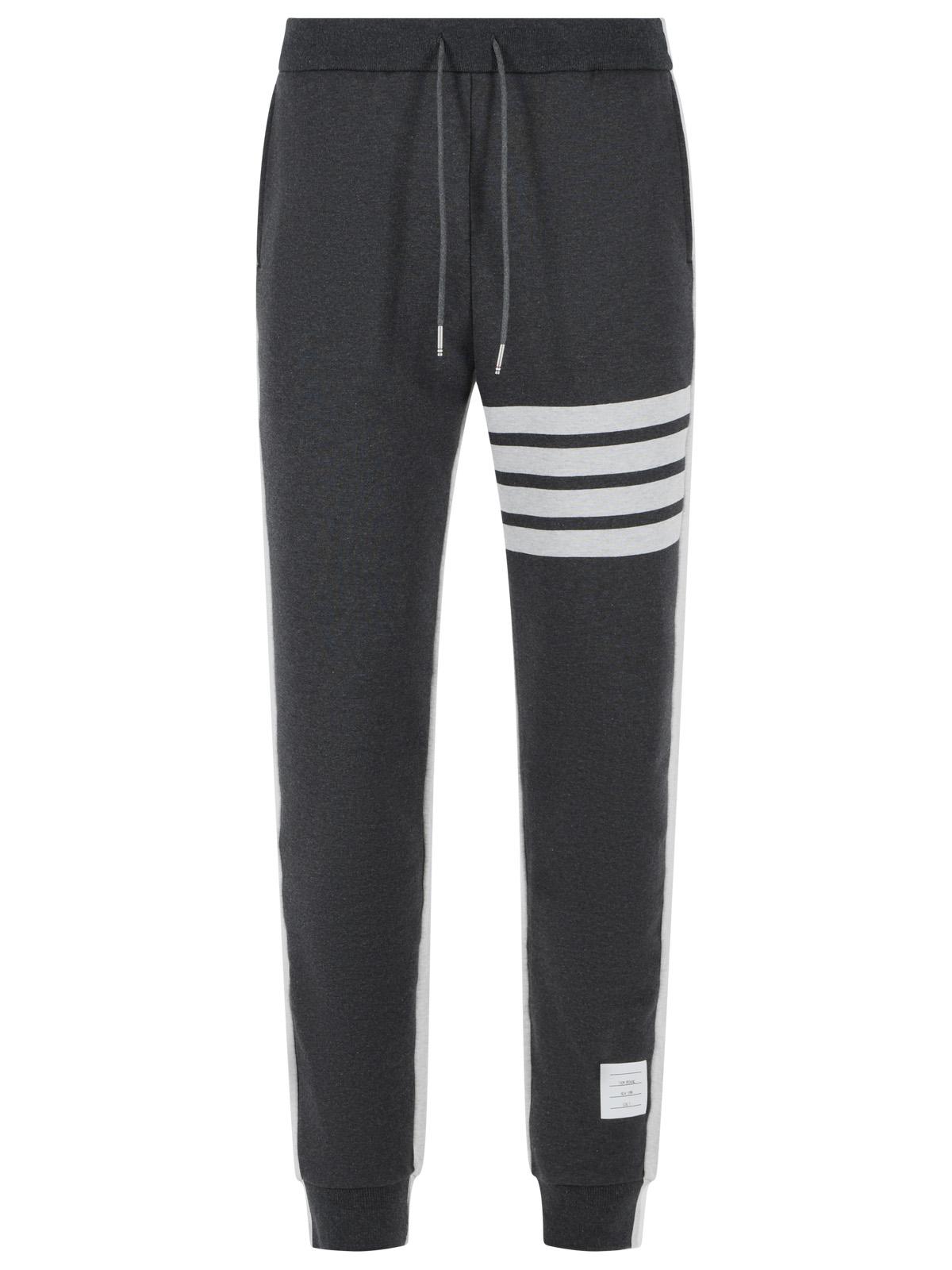 Thom Browne 'Colorblock 4 Bar' Grey Cotton Pants Men THOM BROWNE